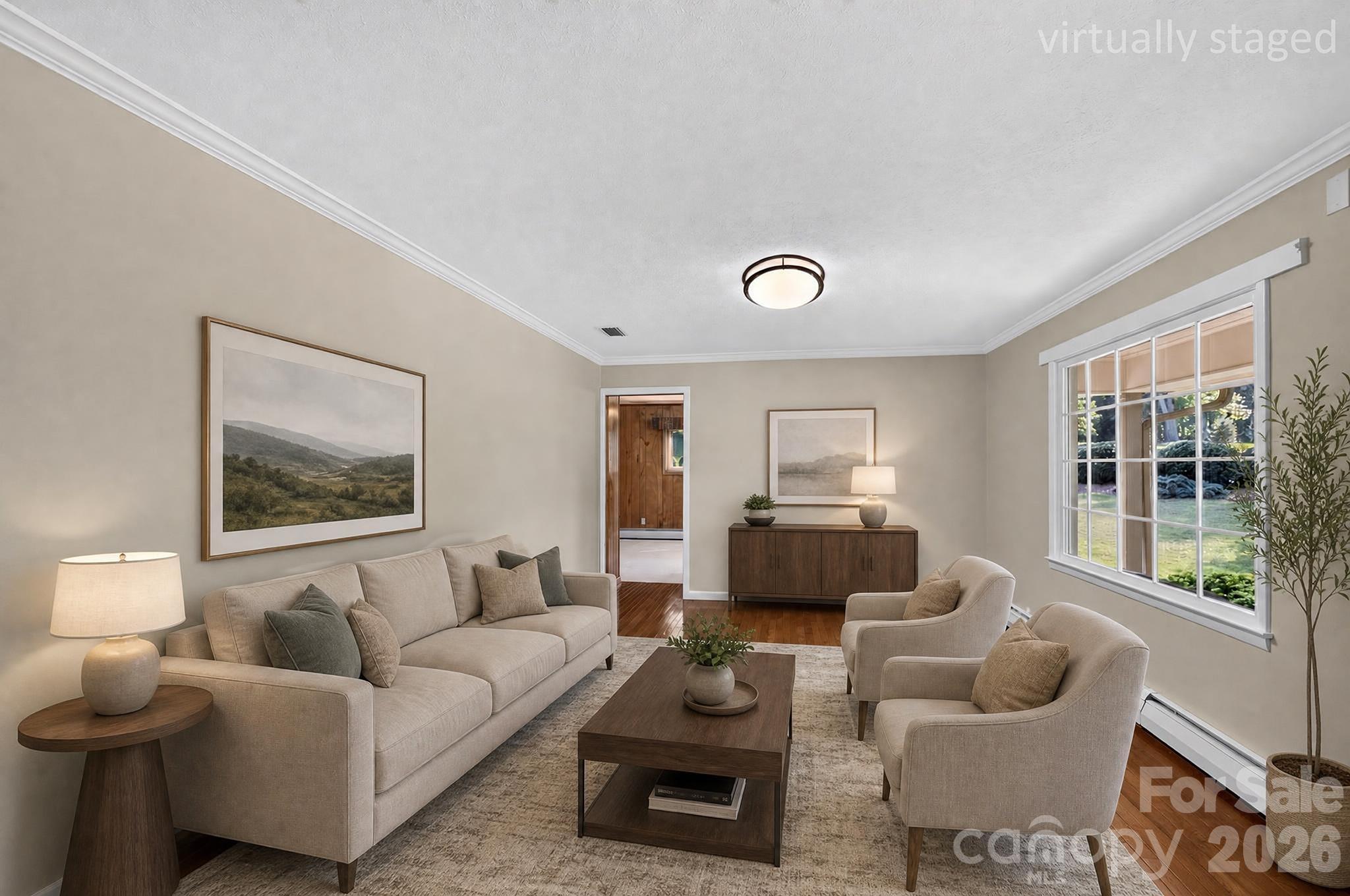 Living room virtually staged - 1007 Woodland Street SE, Valdese