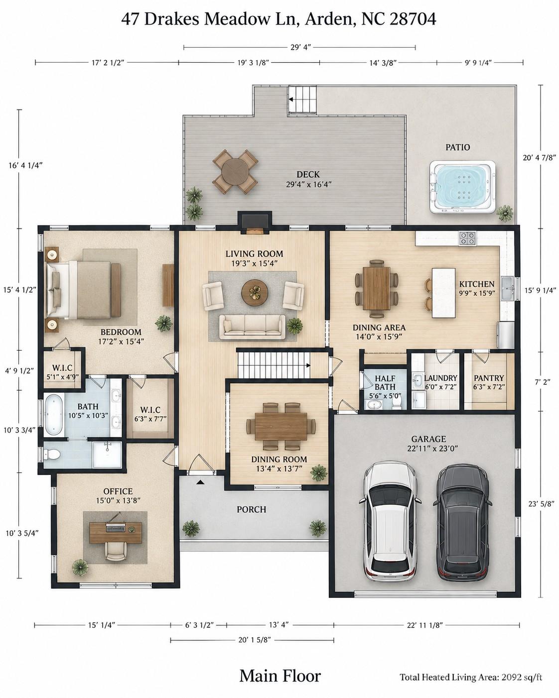 Main Level Floorplan - 47 Drakes Meadow Lane, Arden