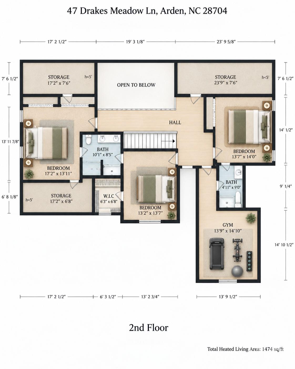 Upper Level Floorplan - 47 Drakes Meadow Lane, Arden