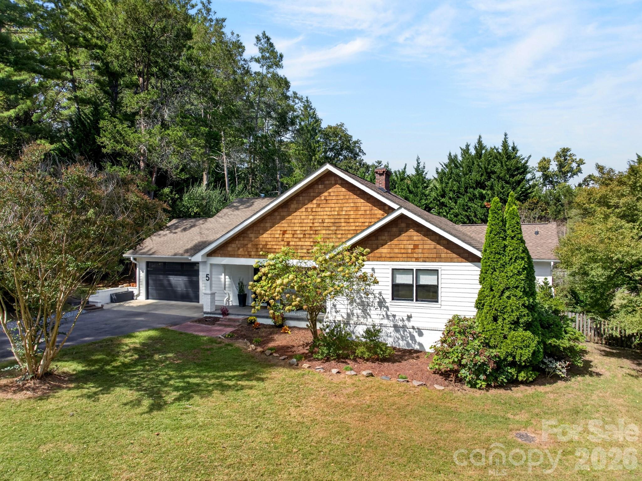 Attractive exterior includes fiber cement boards and cedar shakes - 5 Inglewood Road, Asheville