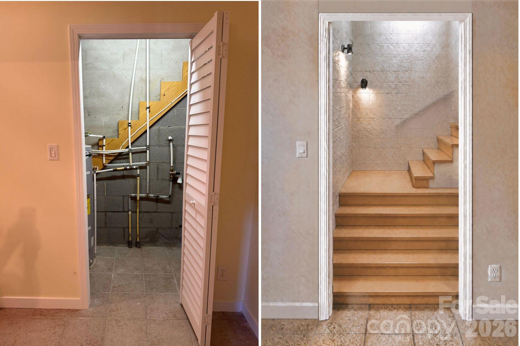 AI interior stairwell conversion - 223 Davidson Road, Swannanoa