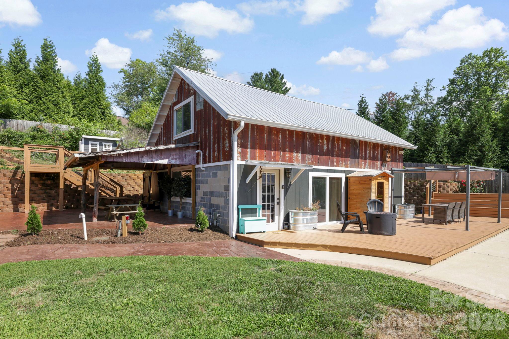 Separate ADU Entrance with covered porch and patio - 2252 Riceville Road, Asheville
