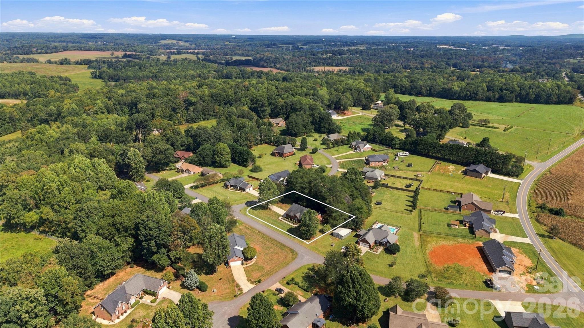 Aerial Long Range Street View/Approximate Line Overlay - 3656 Woodgreen Drive, Lincolnton