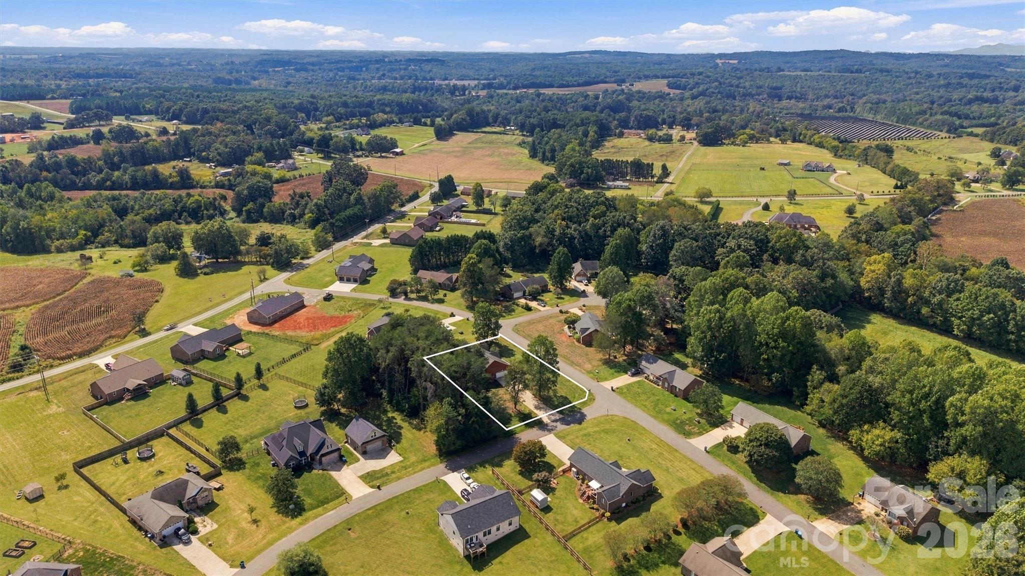 Aerial Rear View/Approximate Line Overlay - 3656 Woodgreen Drive, Lincolnton