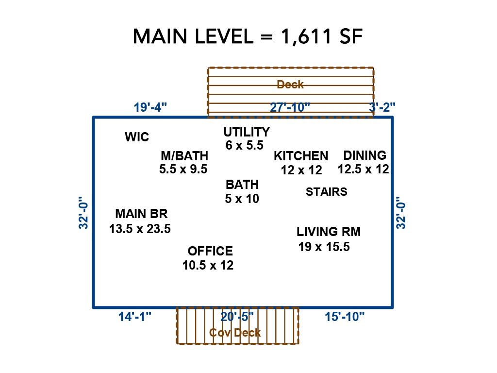 Main Level Floor Plan and Room Dimensions - 239 Three Mile Knob Road, Pisgah Forest