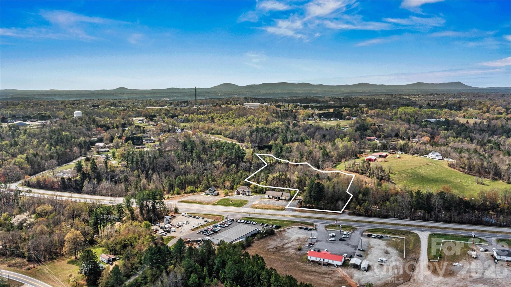 Aerial Hwy 321 Front View - Lot line overlay shown for illustrative purposes only. - 000 321 Highway, Granite Falls