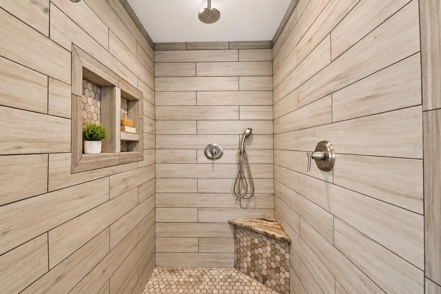Primary walk-in shower. - 123 E YELKCA TER, EDGEWATER