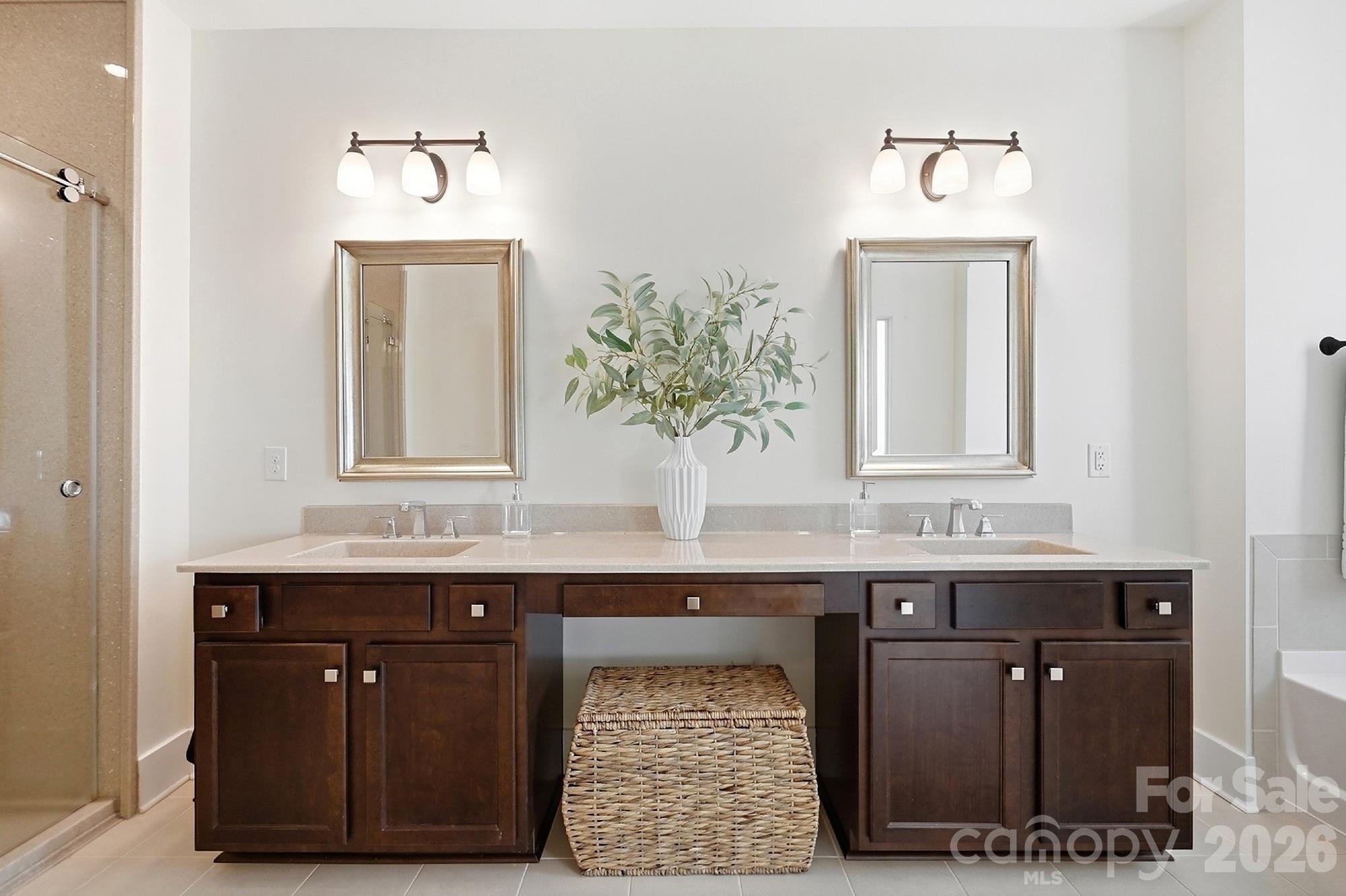 Dual sinks with new stone countertop - 1205 Crofton Drive, Waxhaw