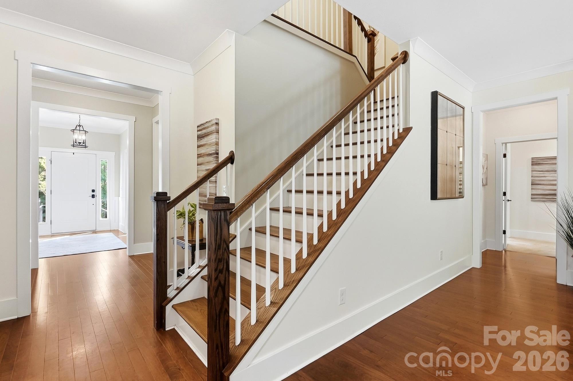 Rich wood stairs - 1205 Crofton Drive, Waxhaw