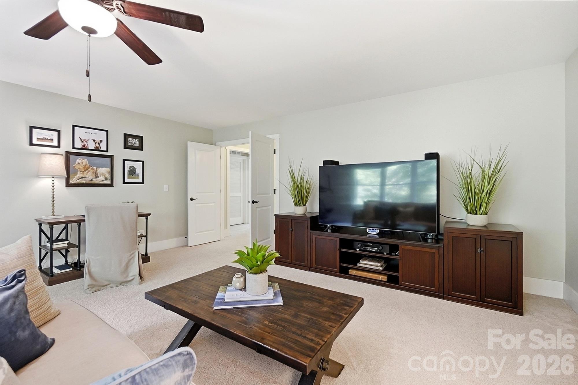 Large Media/Bonus Room with ceiling fan - 1205 Crofton Drive, Waxhaw