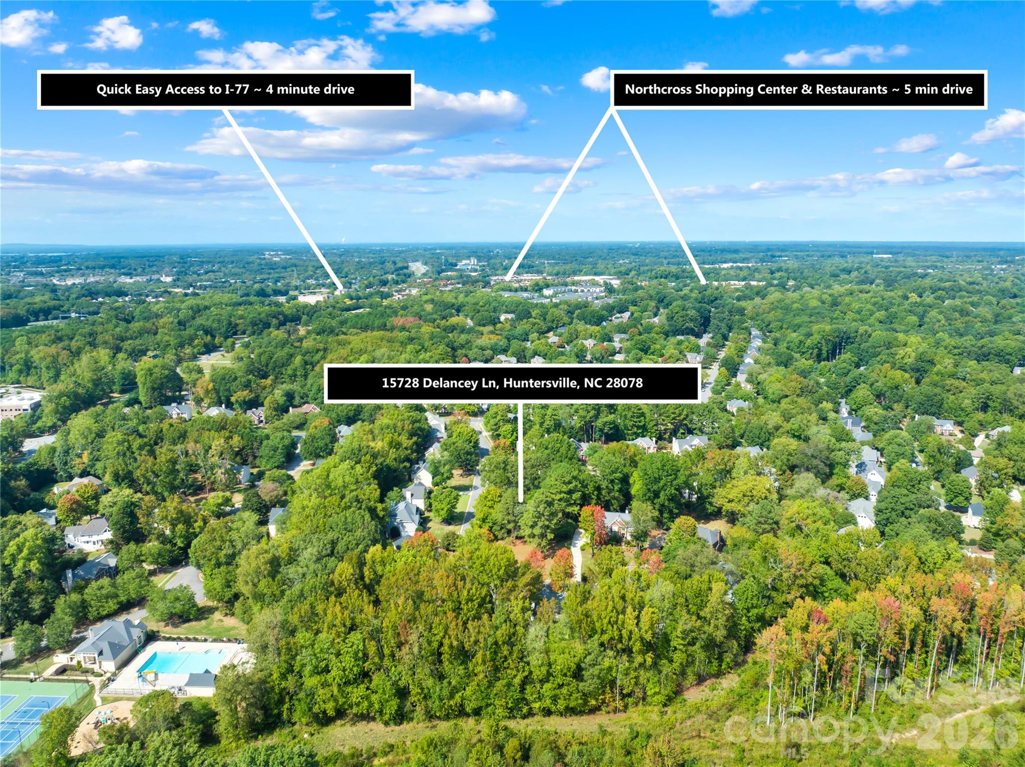 Aerial View - close proximity to Lake Norman - Birkdale Village and shopping! - 15728 Delancey Lane, Huntersville