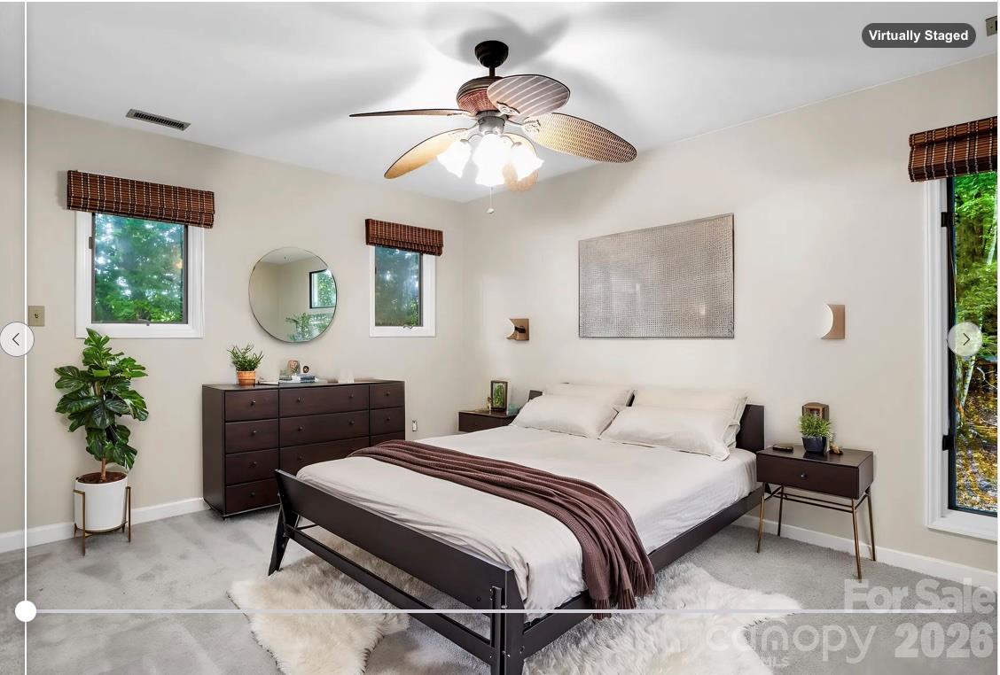 virtually staged: Bedroom #2 - upper level - 10 Chestnut Ridge Road, Mills River