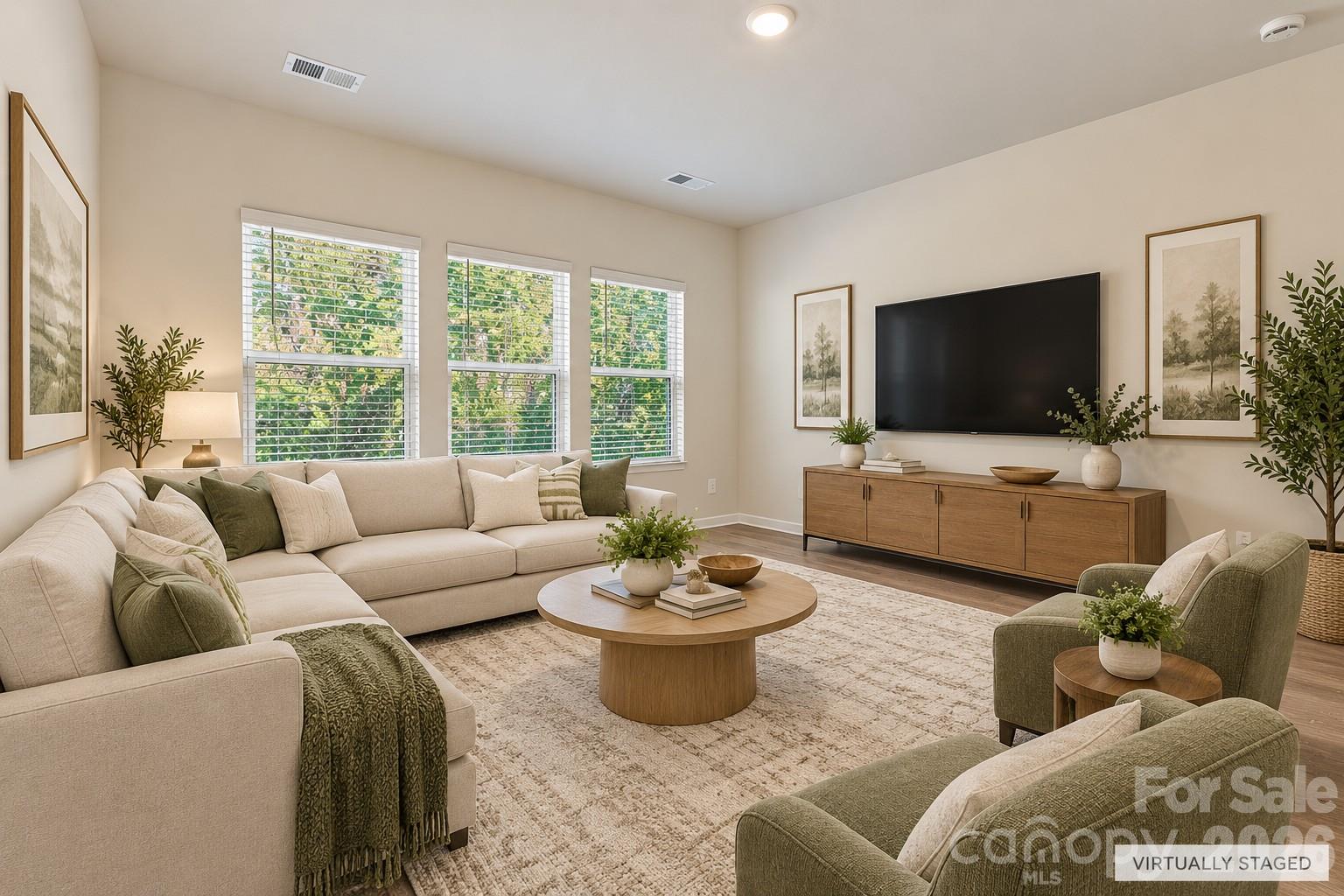Great room virtually staged- has lots of natural light - 151 Bird Dog Drive, Mooresville