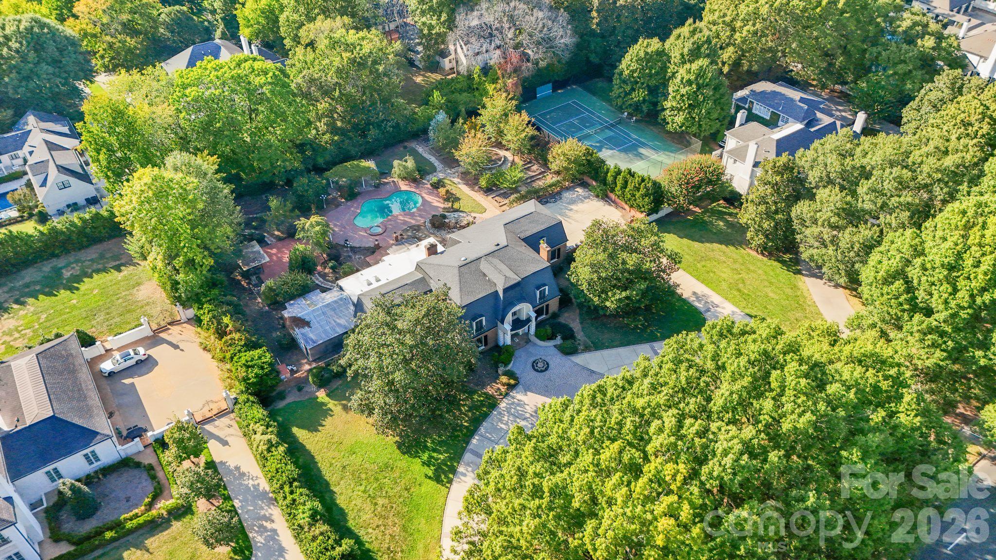 Aerial property view - 3452 Sharon Road, Charlotte