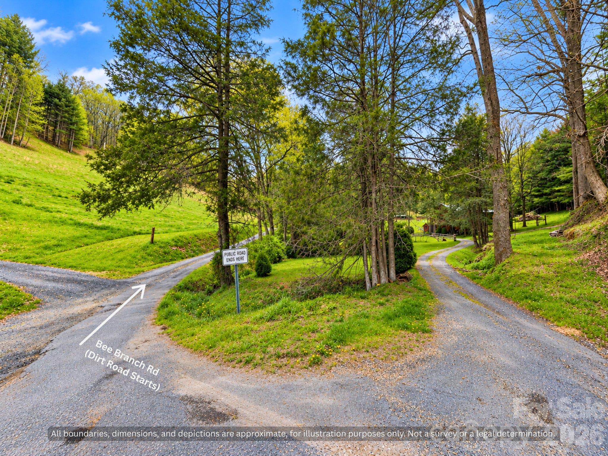 Second view of the turn onto gravel Bee Branch Rd, easy to find on your drive in - 99999 Bee Branch Road, Bakersville