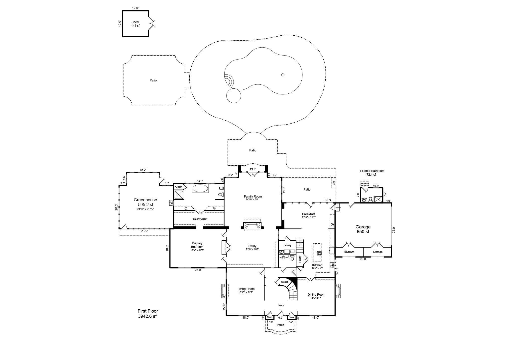 Main-level floor plan - 3452 Sharon Road, Charlotte