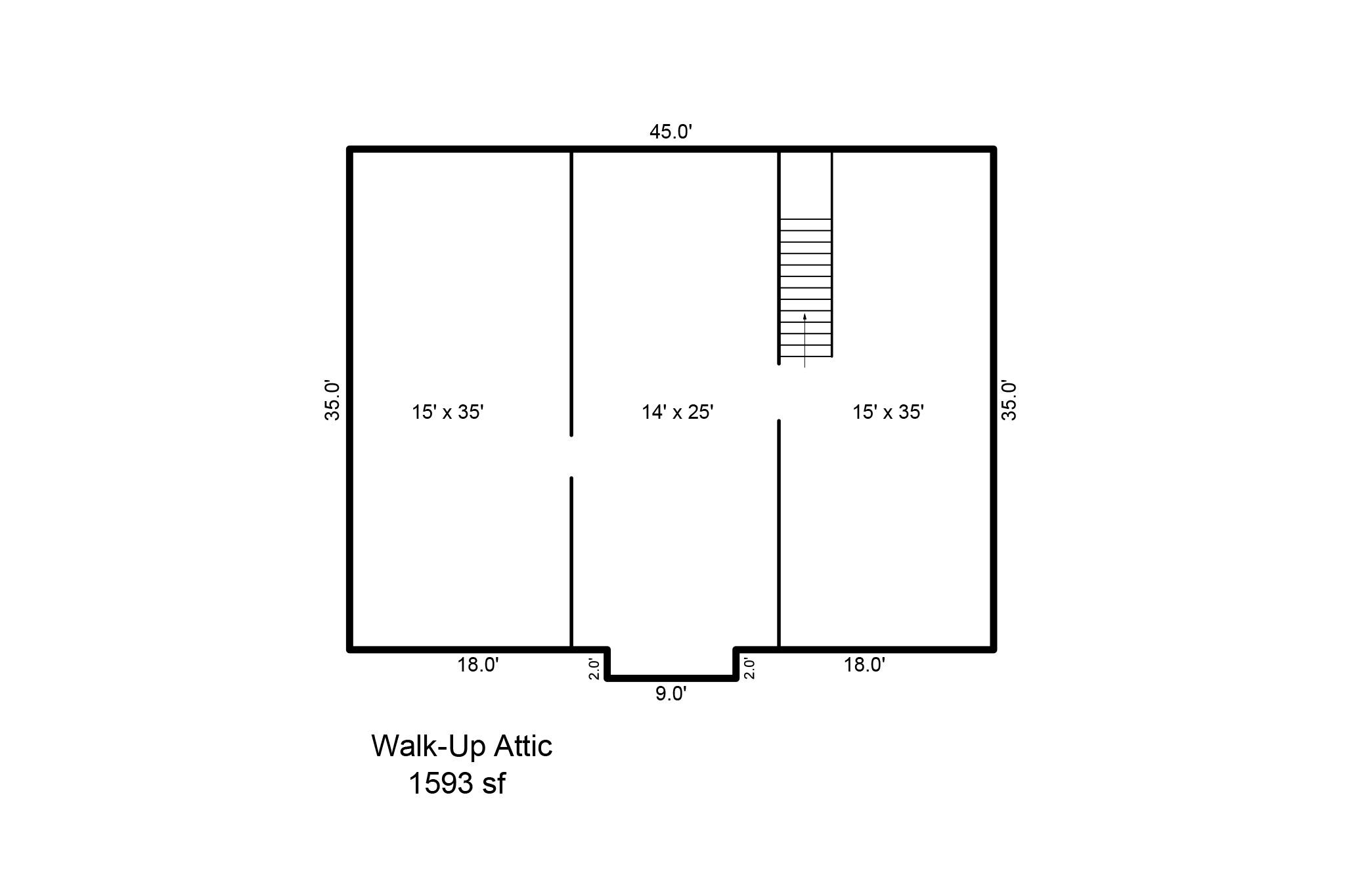 Walk-up attic floor plan - 3452 Sharon Road, Charlotte