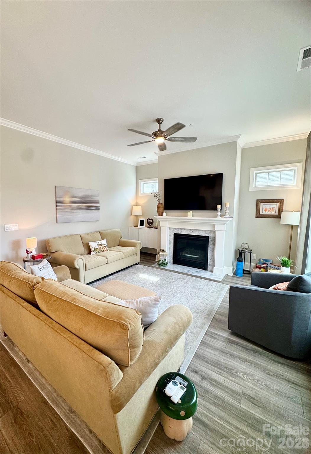 Great Room with gas logs - 9065 Treetop Way NW, Concord