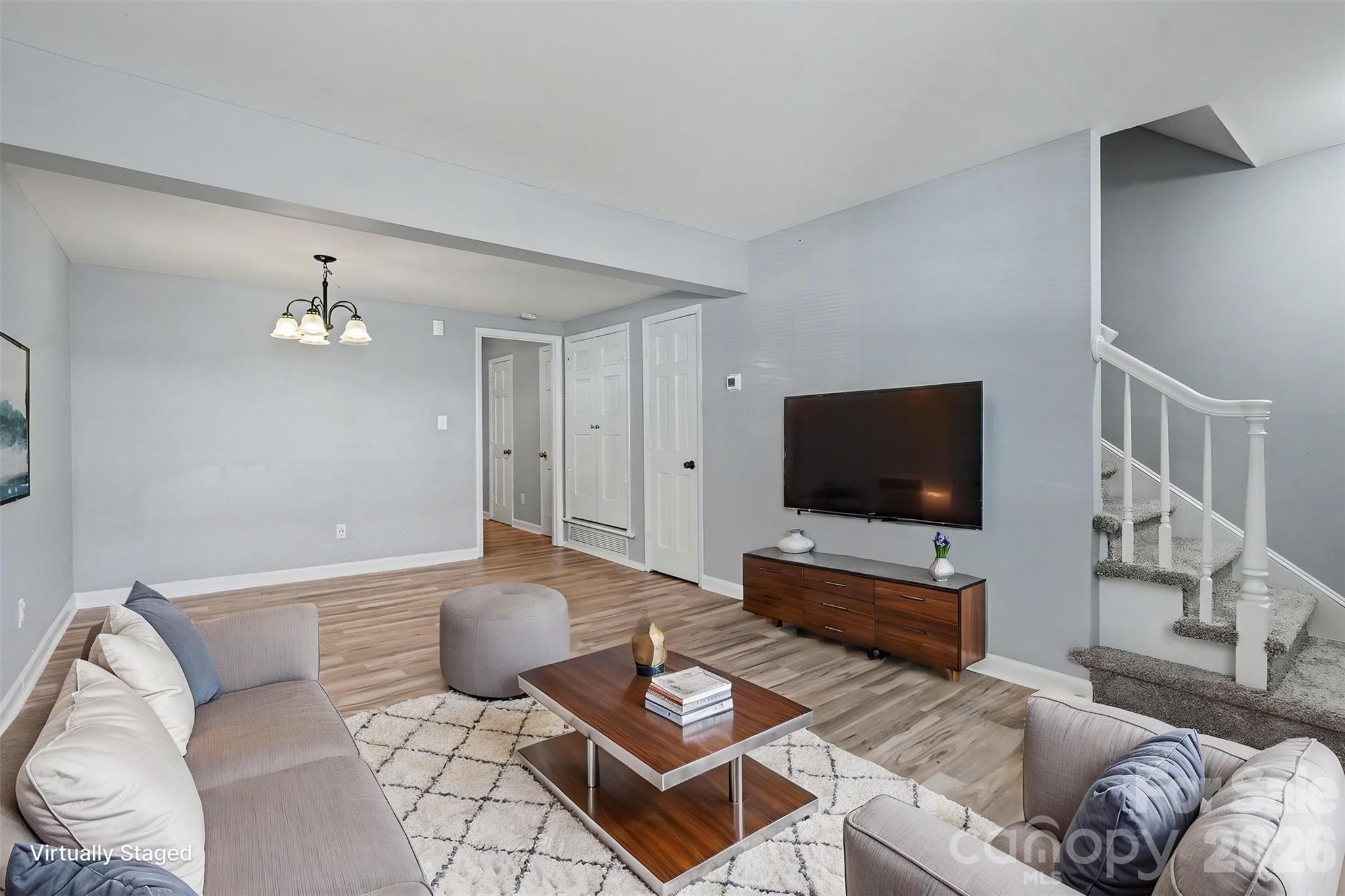 Virtually staged - Living room - 6440 Old Pineville Road, Charlotte