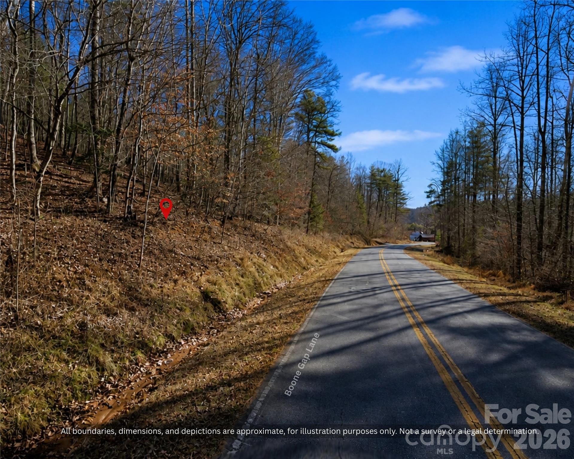 Paved Boone Gap Lane runs along the front of this wooded land near Taylorsville, NC - 99999 Boone Gap Lane, Taylorsville