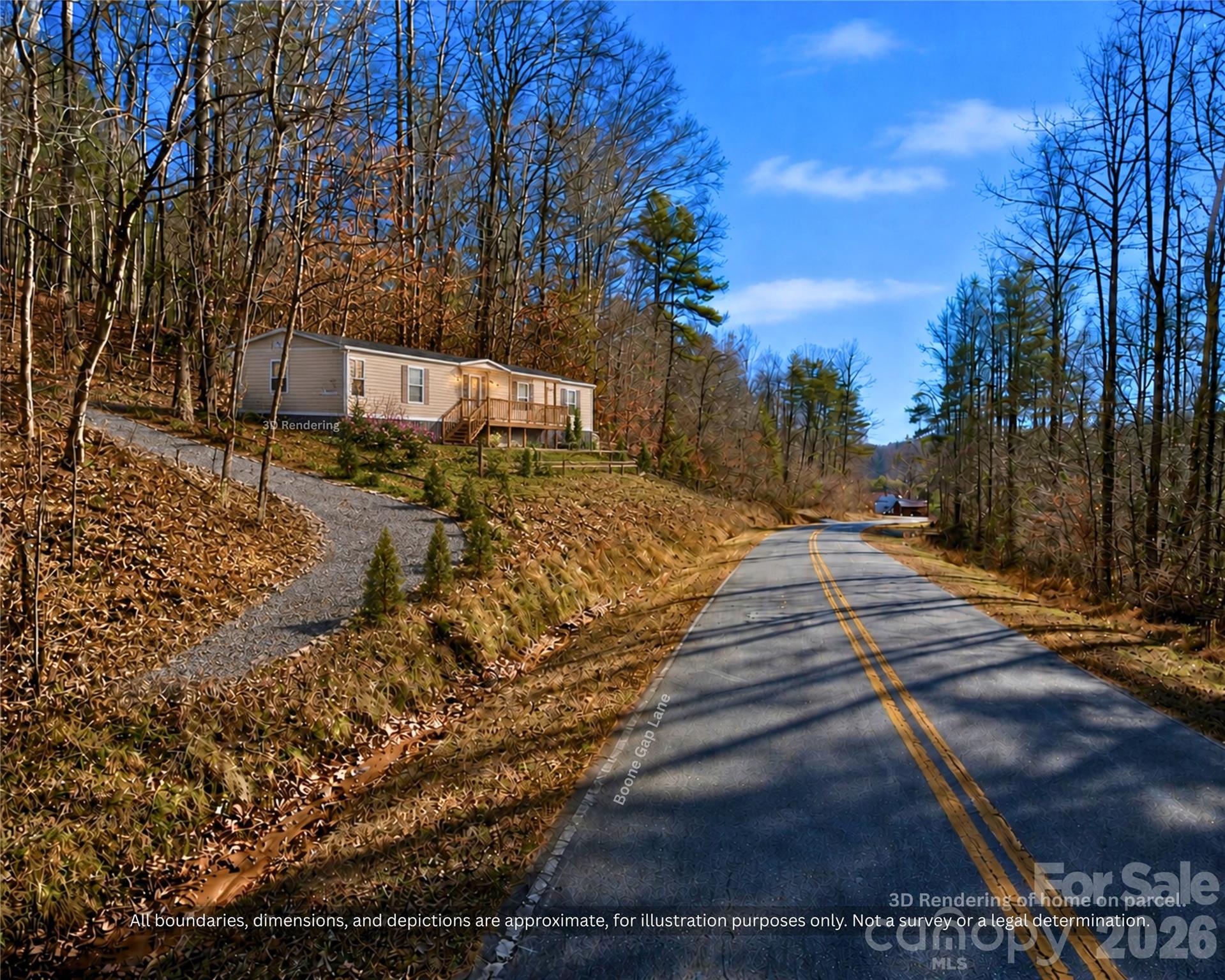 3D rendering: example of a manufactured home on this land. For illustration only, not an existing structure. - 99999 Boone Gap Lane, Taylorsville