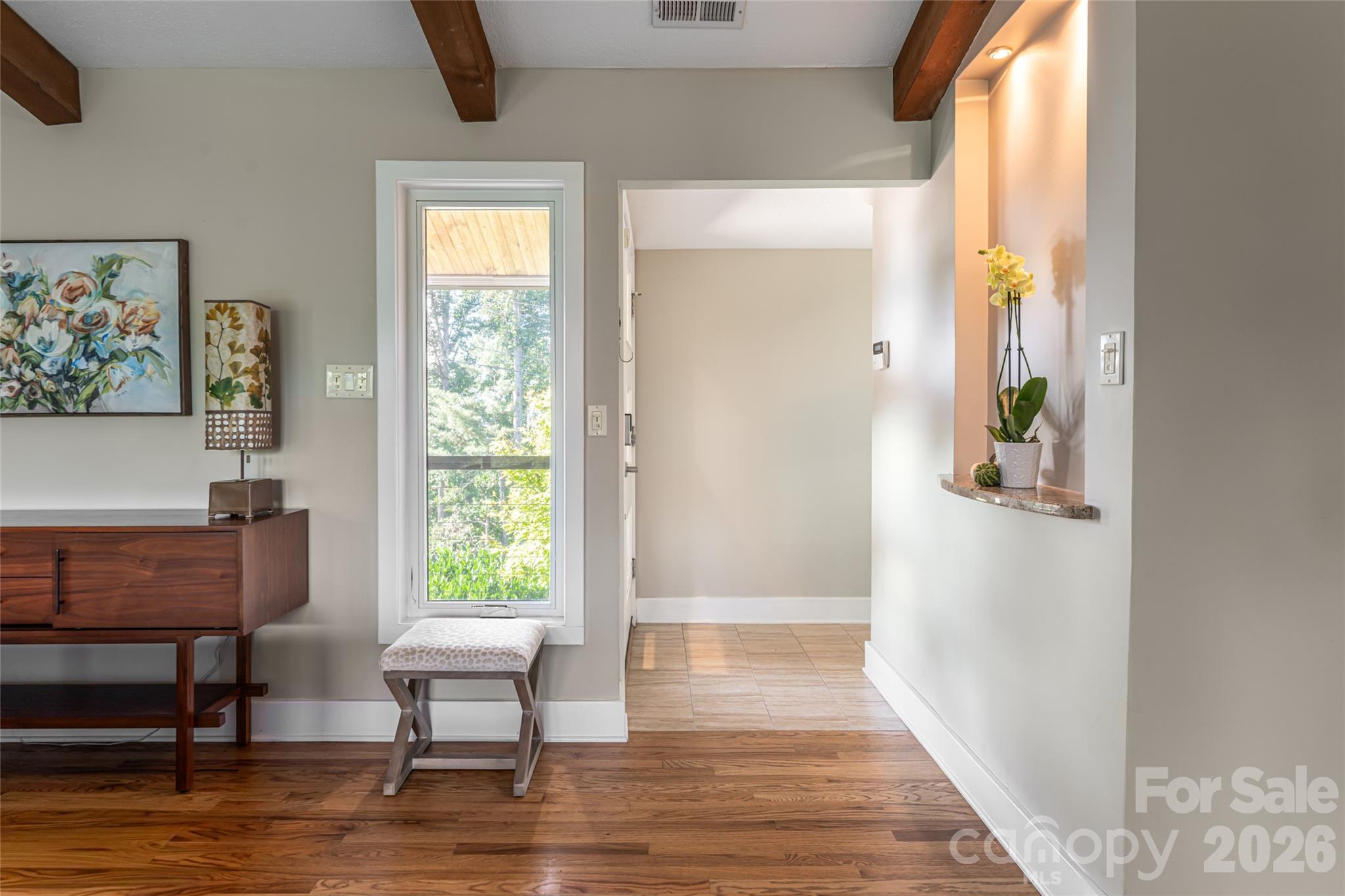 Entry hall with half bath - 79 Horizon Hill Road, Asheville