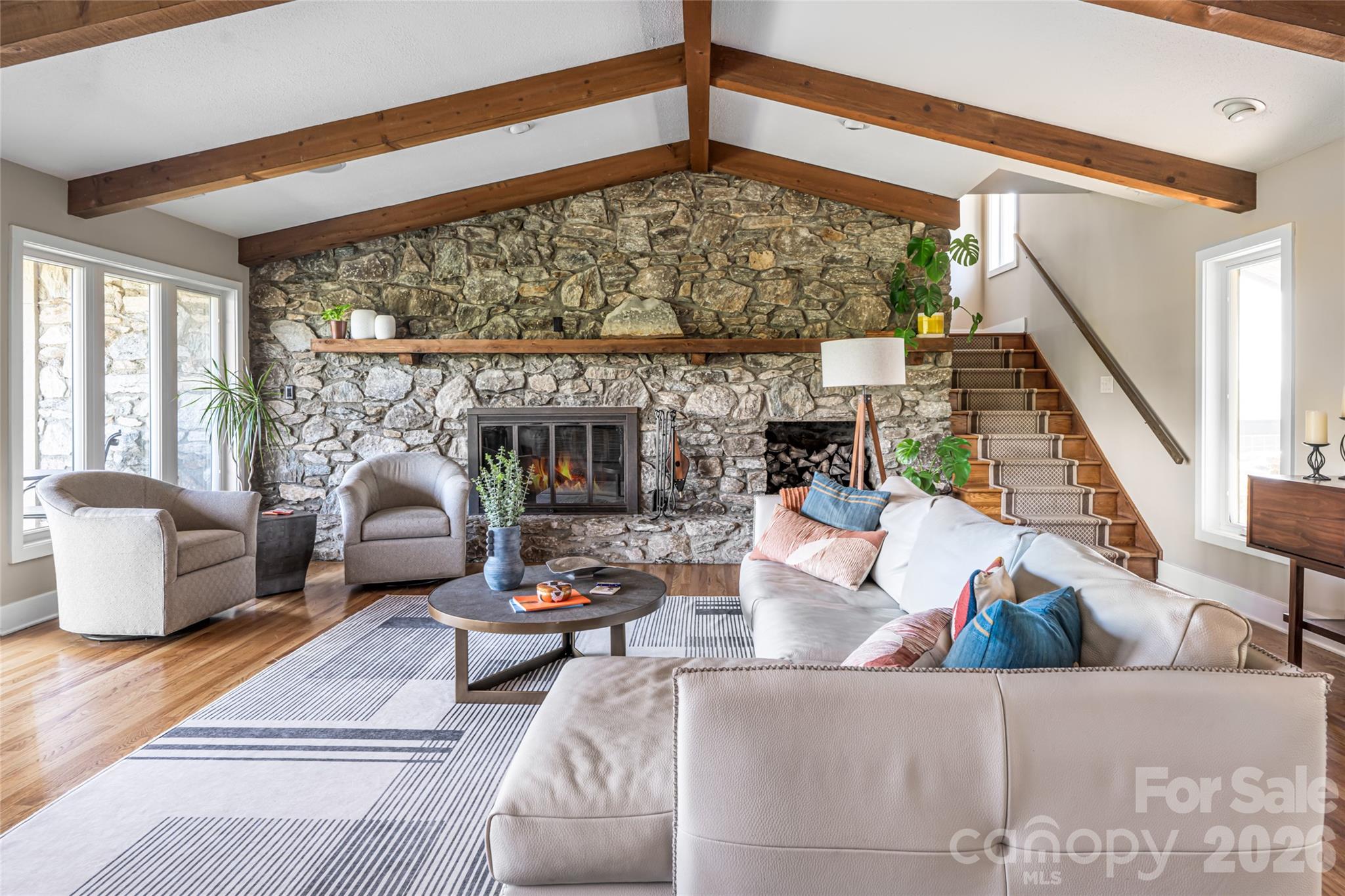 Vaulted living room - 79 Horizon Hill Road, Asheville