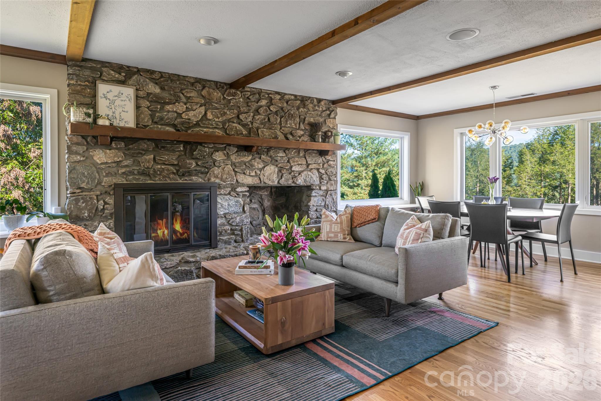 Main level den and dining - 79 Horizon Hill Road, Asheville
