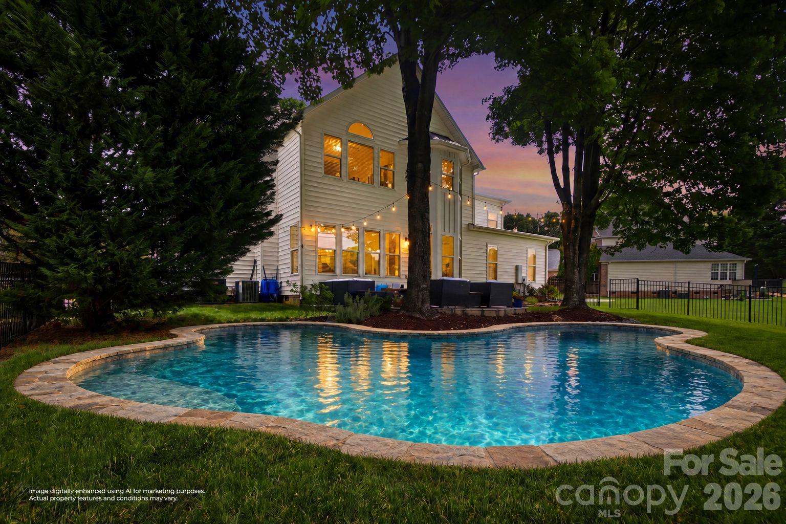 This is a rendering of what could be built in the backyard. AI photo. - 21415 John Pines Drive, Cornelius