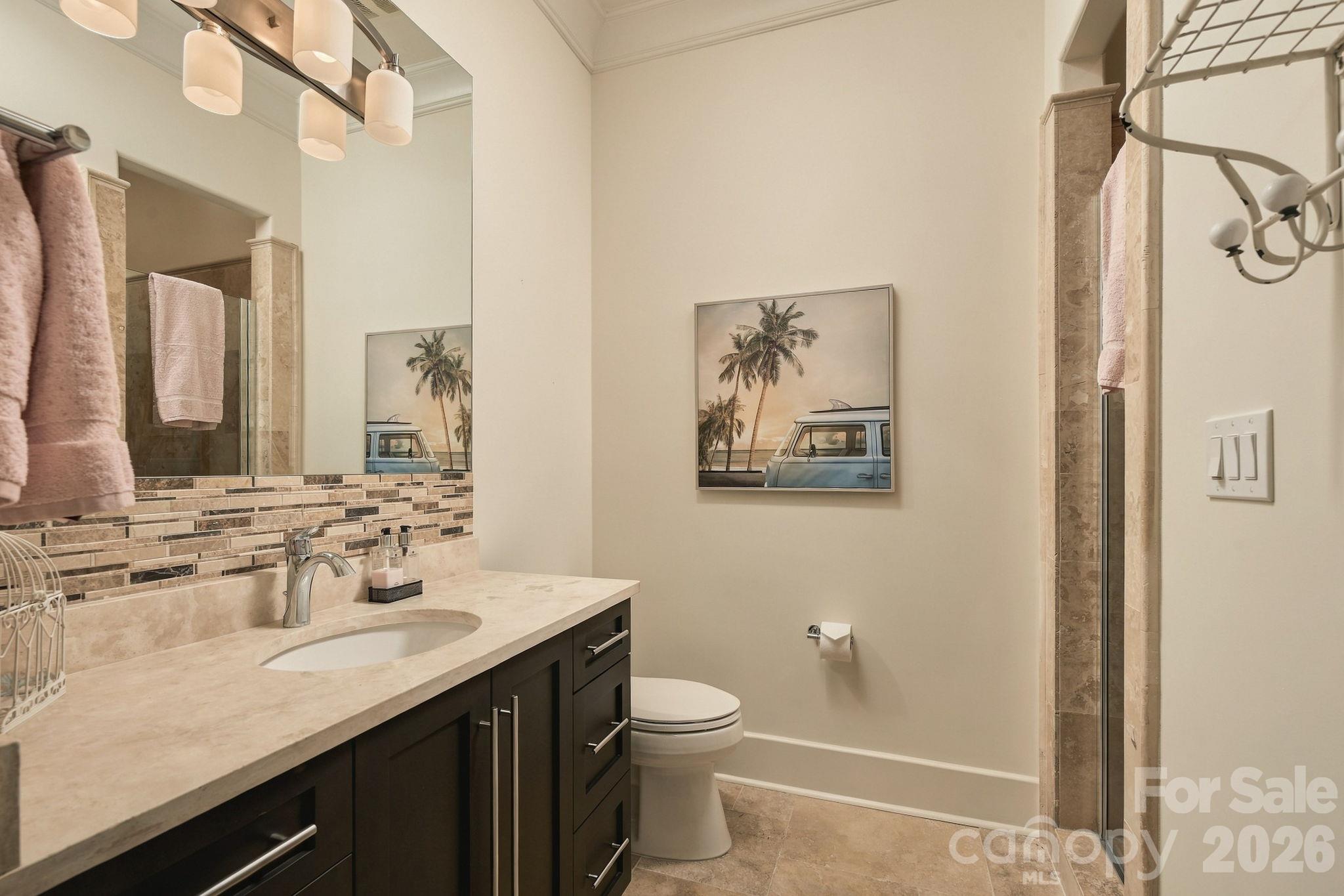 Ensuite for bedroom 2 with tiled stand-up shower. - 21215 Senlac Lane, Cornelius
