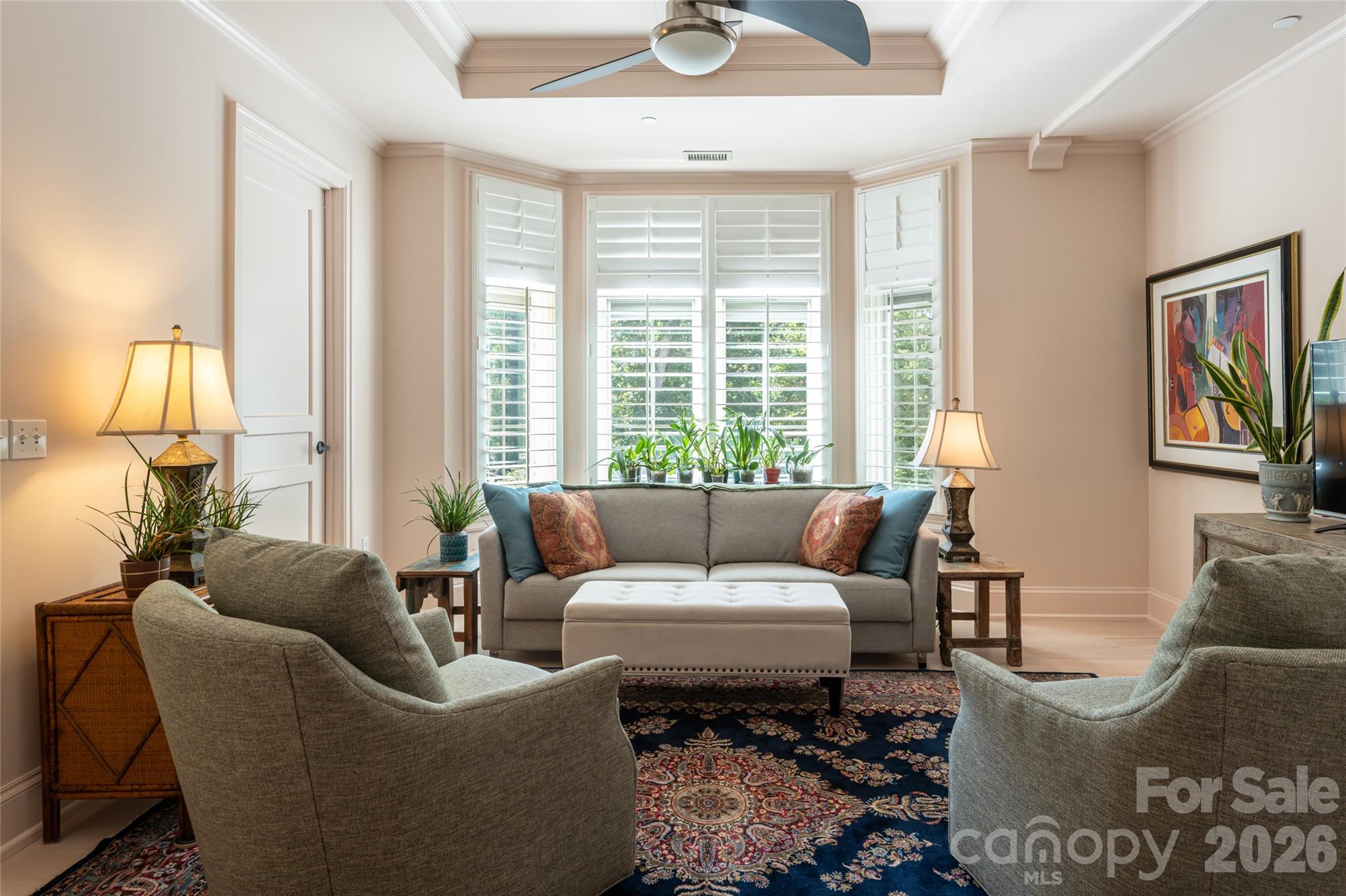Coffered ceiling in 2nd bedroom with ensuite bathroom. - 288 Macon Avenue, Asheville
