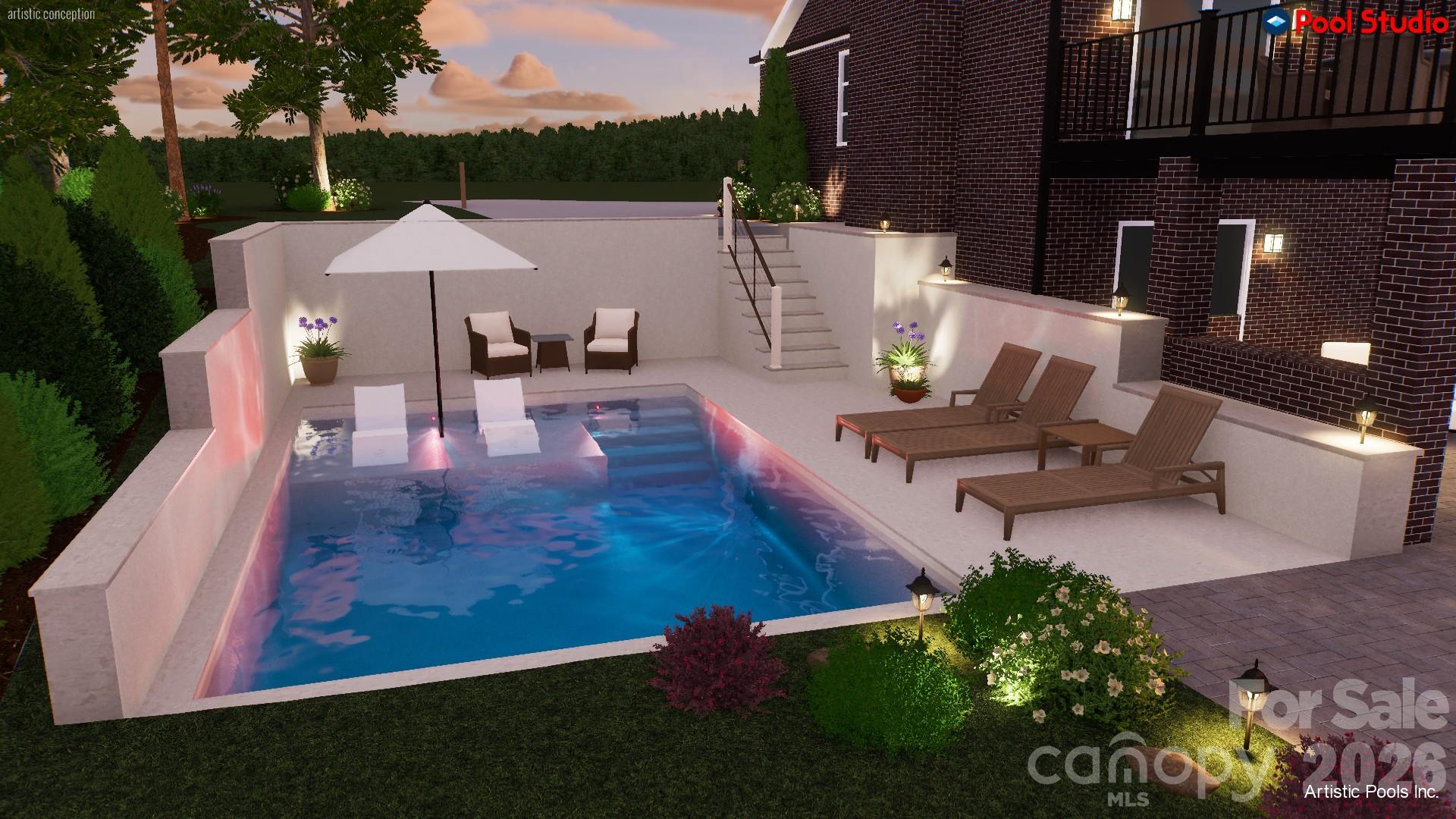 Pool renderings by Artistic Pools - 131 Long Cove Lane, Mooresville