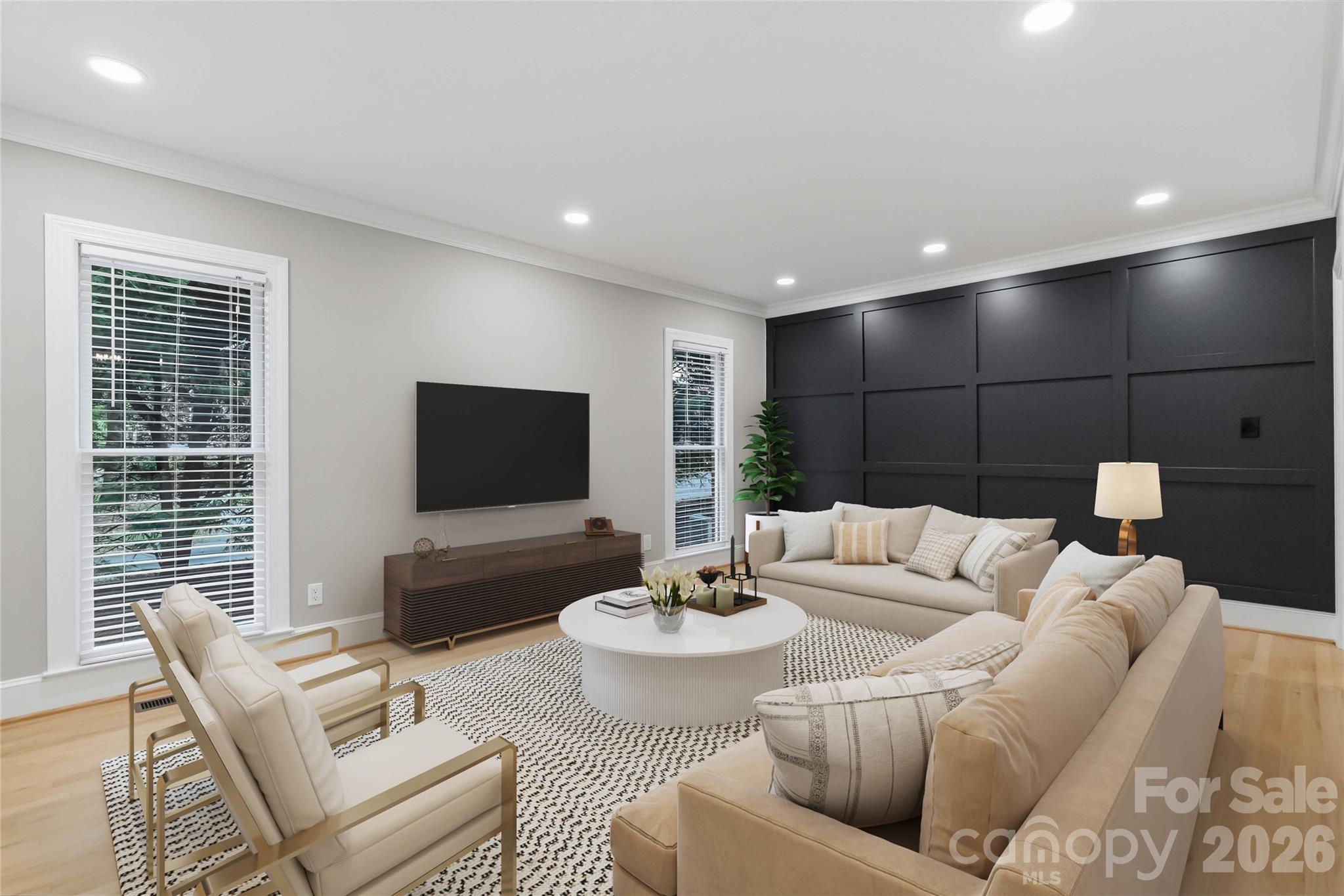 Virtually staged Living room - 9414 Tillot Drive, Matthews