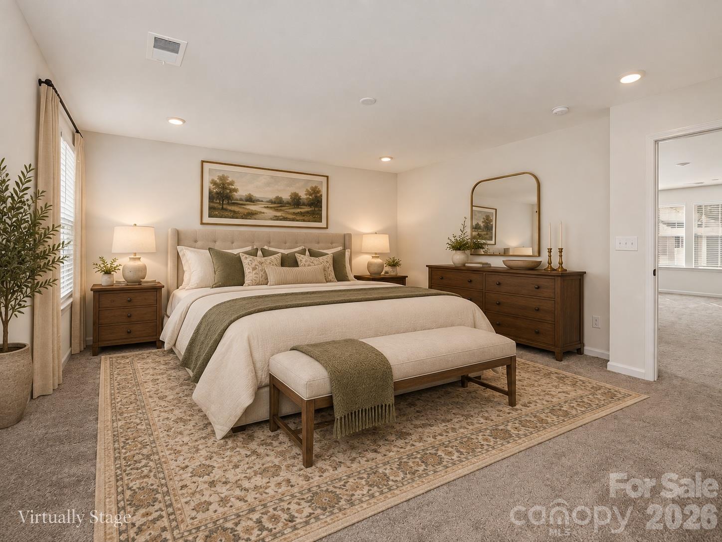 Virtually Staged - Primary Bedroom - 12133 Rowan Hill Drive, Huntersville