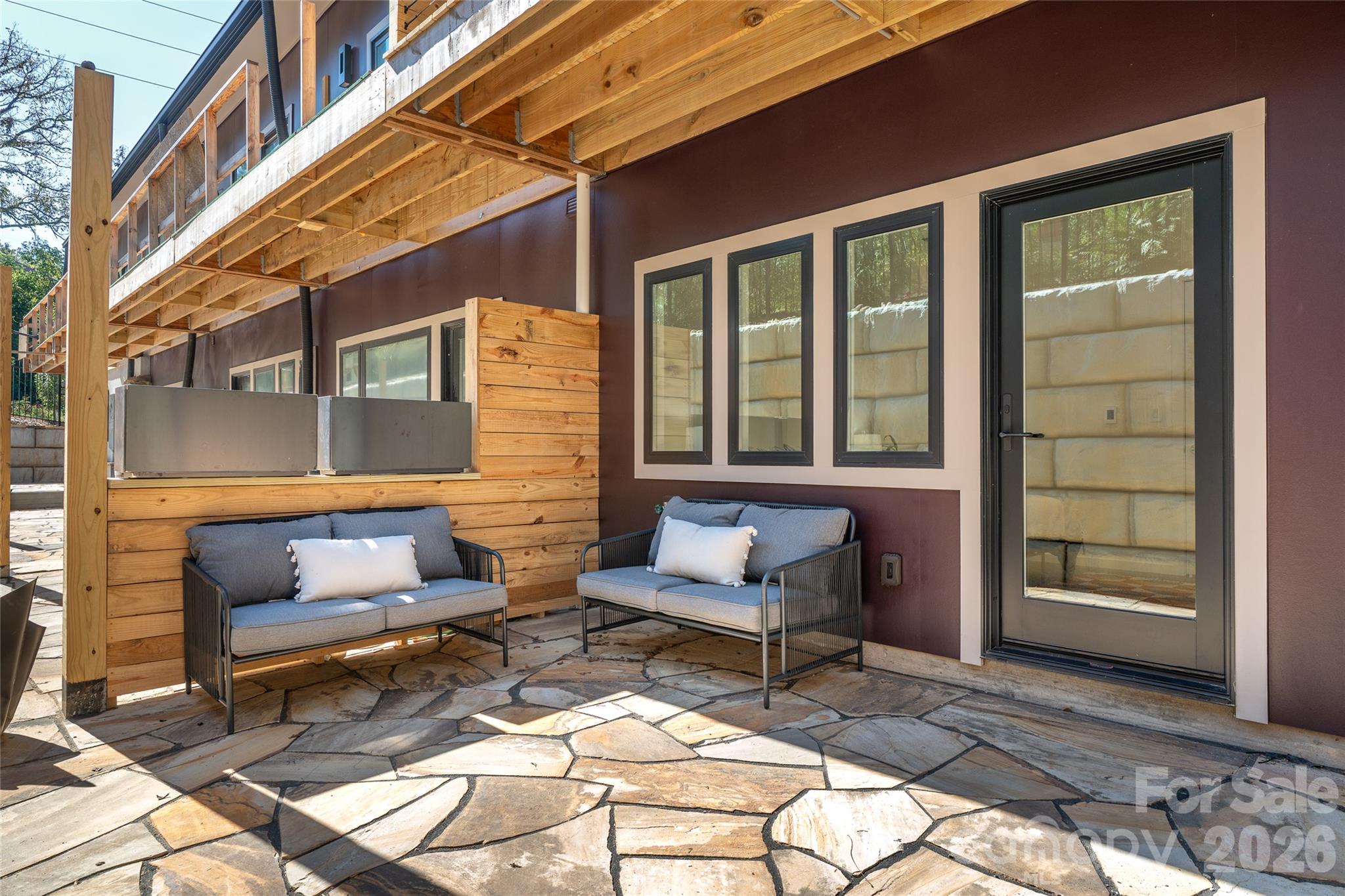 Patio with custom laid Tennessee flagstone patio. - 6 Roberts Street, Asheville