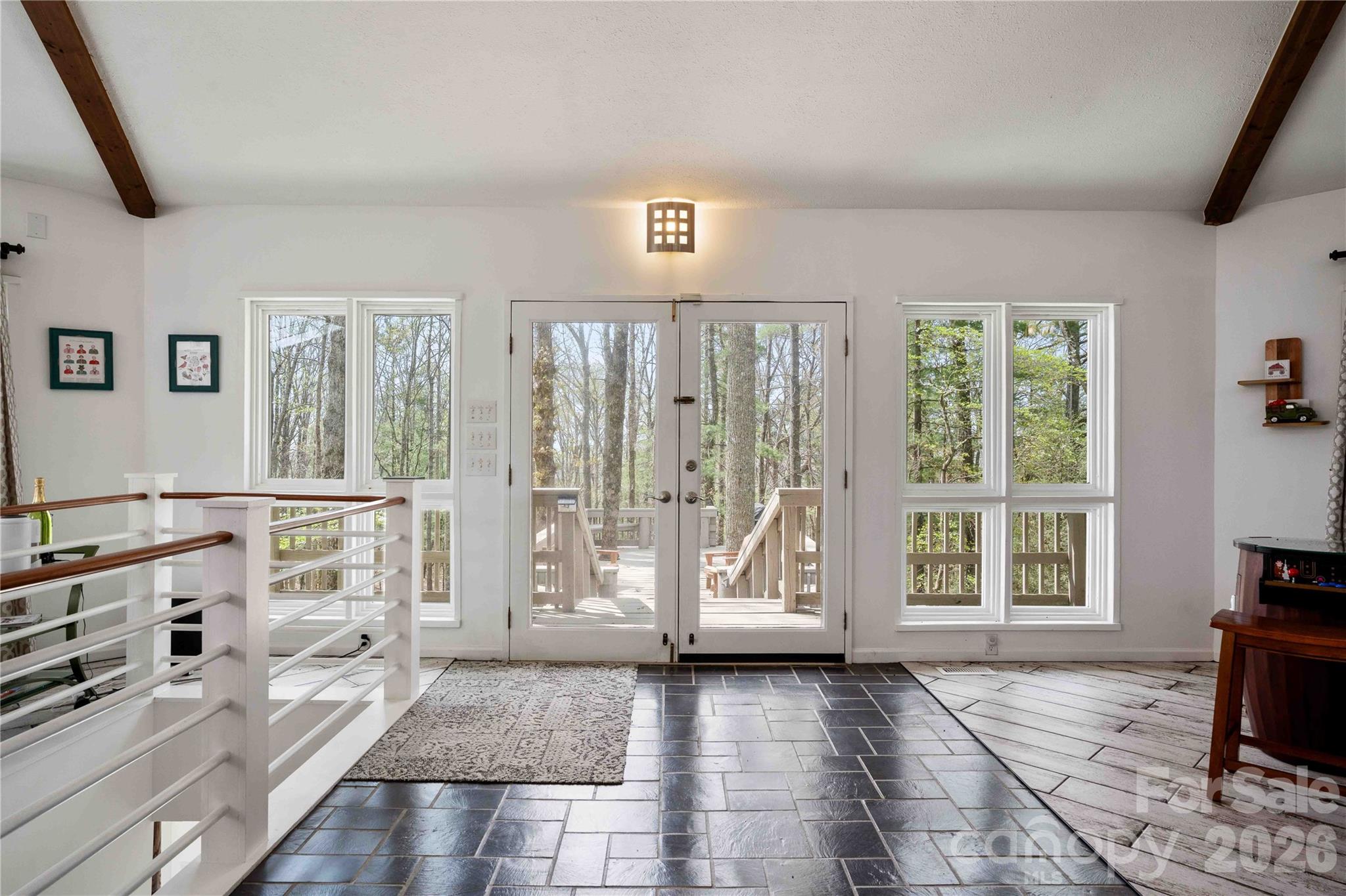 Double door entry from upper deck. Stairwell to the left. - 39 Tatham Road, Hendersonville