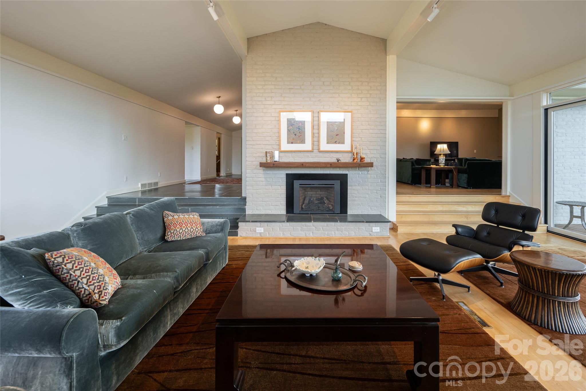 Living Room View towards Hall and Den - 92 Horizon Hill Road, Asheville