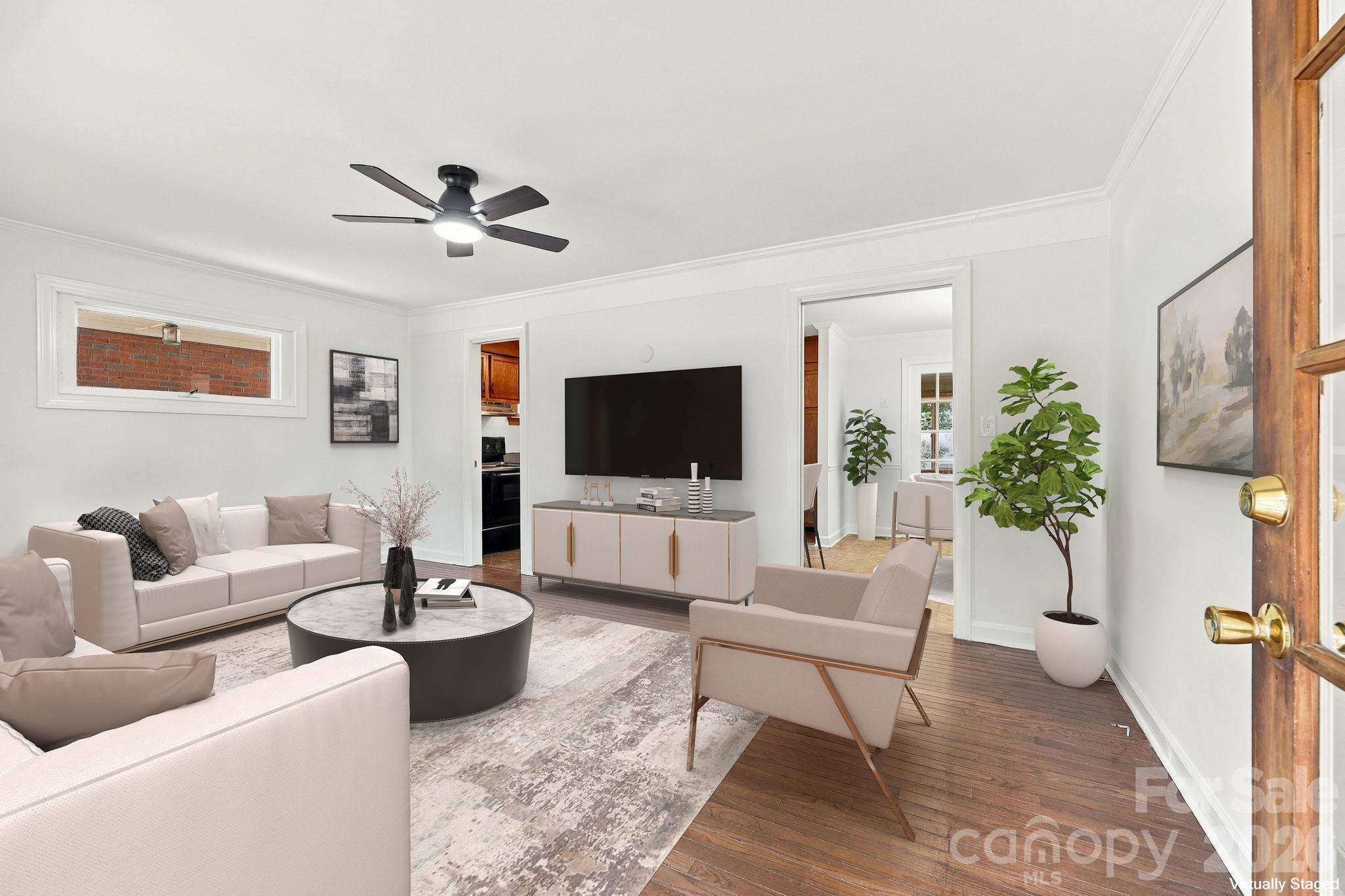Living Room Virtually Staged - 123 Hillside Avenue SW, Concord