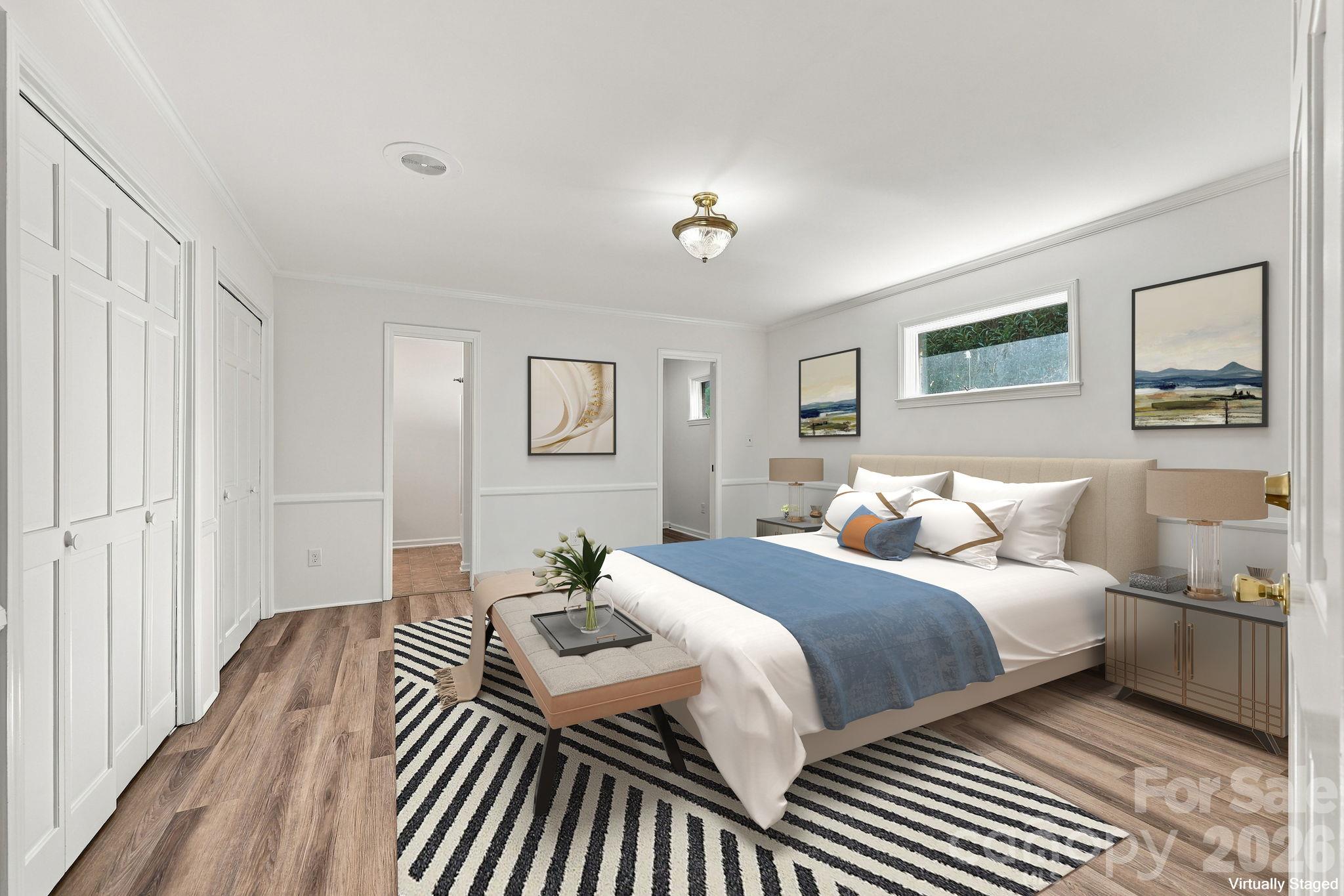 Primary Bedroom Virtually Staged - 123 Hillside Avenue SW, Concord