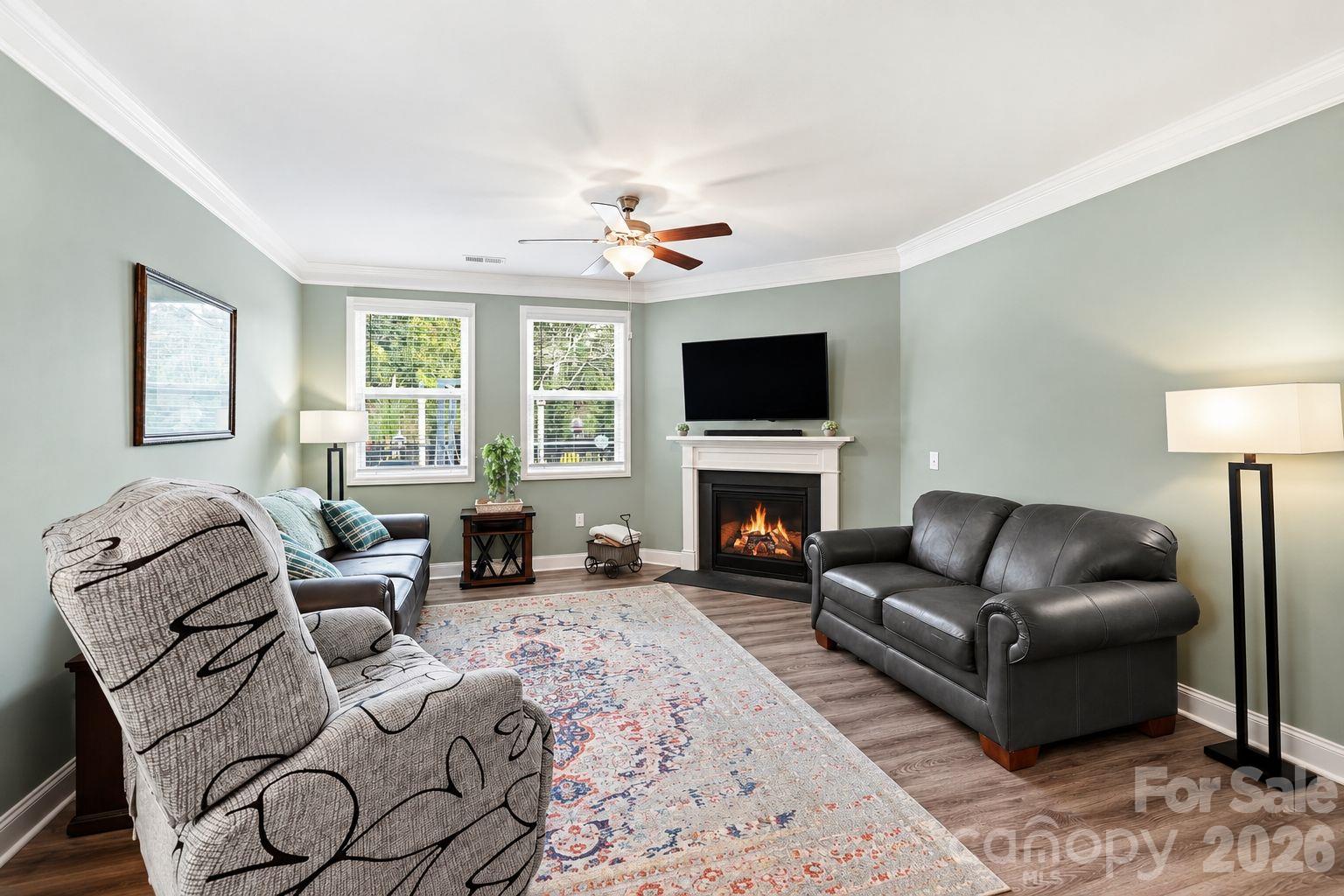 Living room with gas fireplace - 451 Fox Cove Cove, Hendersonville