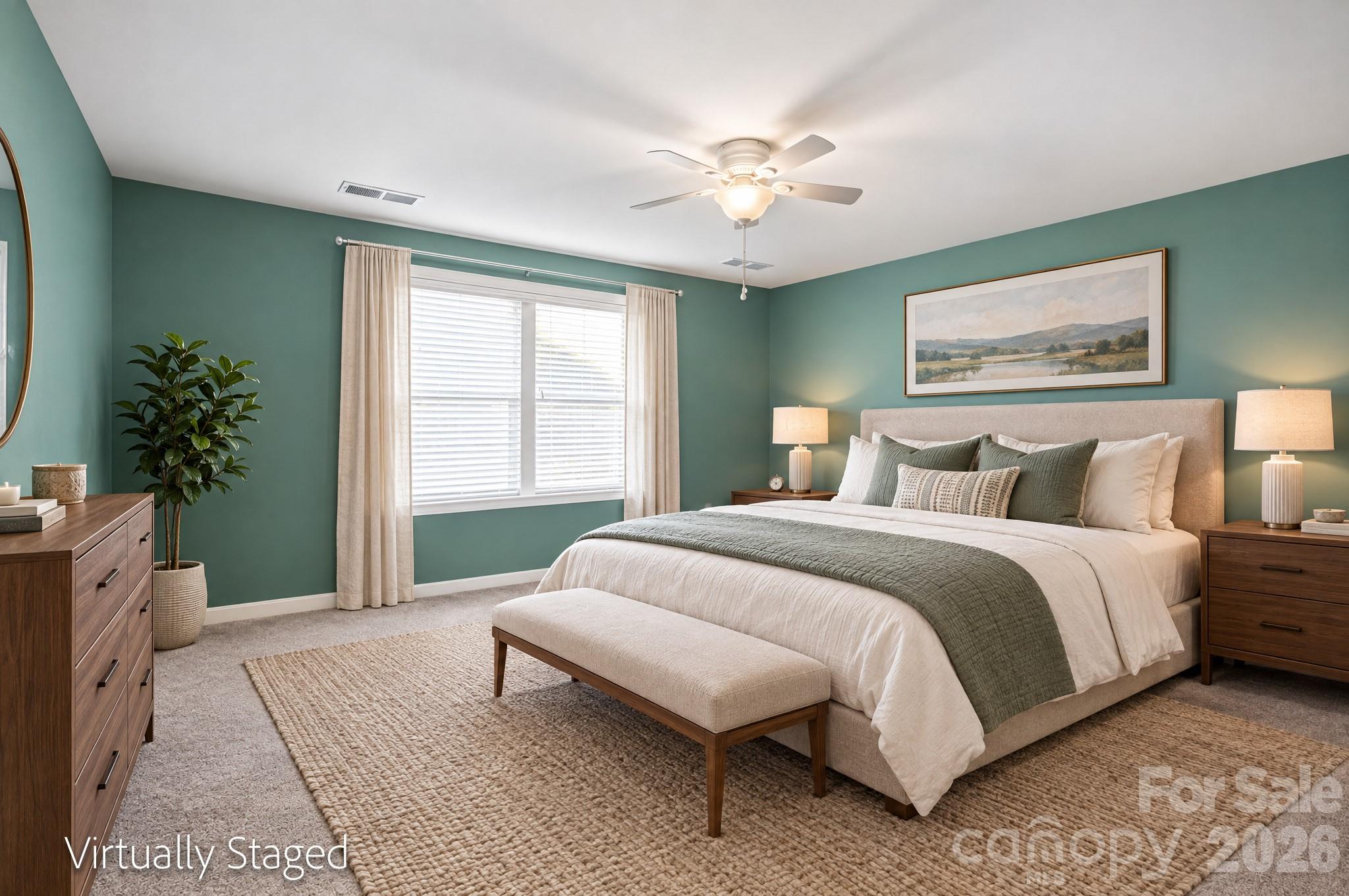 Bedroom suite upstairs-Virtually staged - 4386 Hunton Dale Road NW, Concord