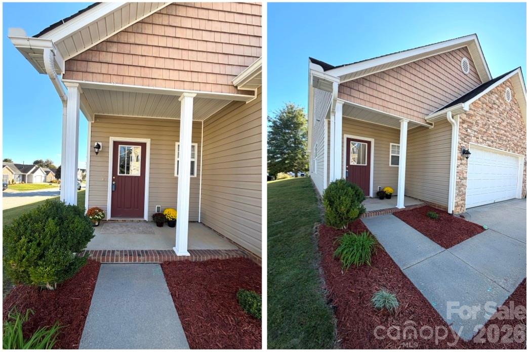 New landscaping around front porch - 15 Chowan Drive, Fletcher