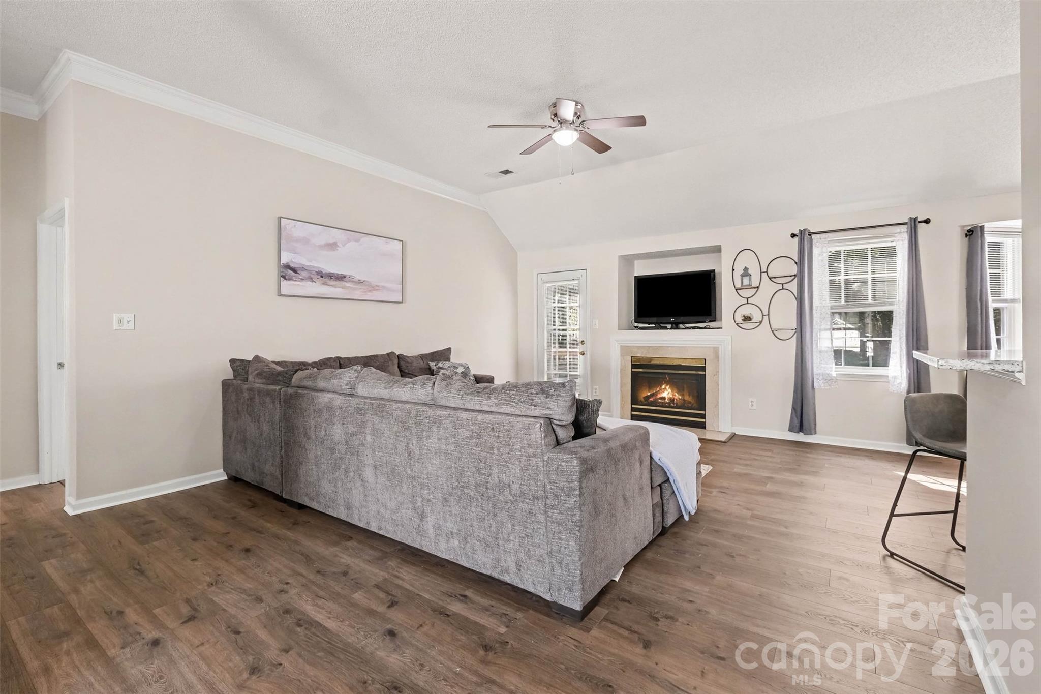 Cozy living area with fireplace - 11609 Long Forest Drive, Charlotte