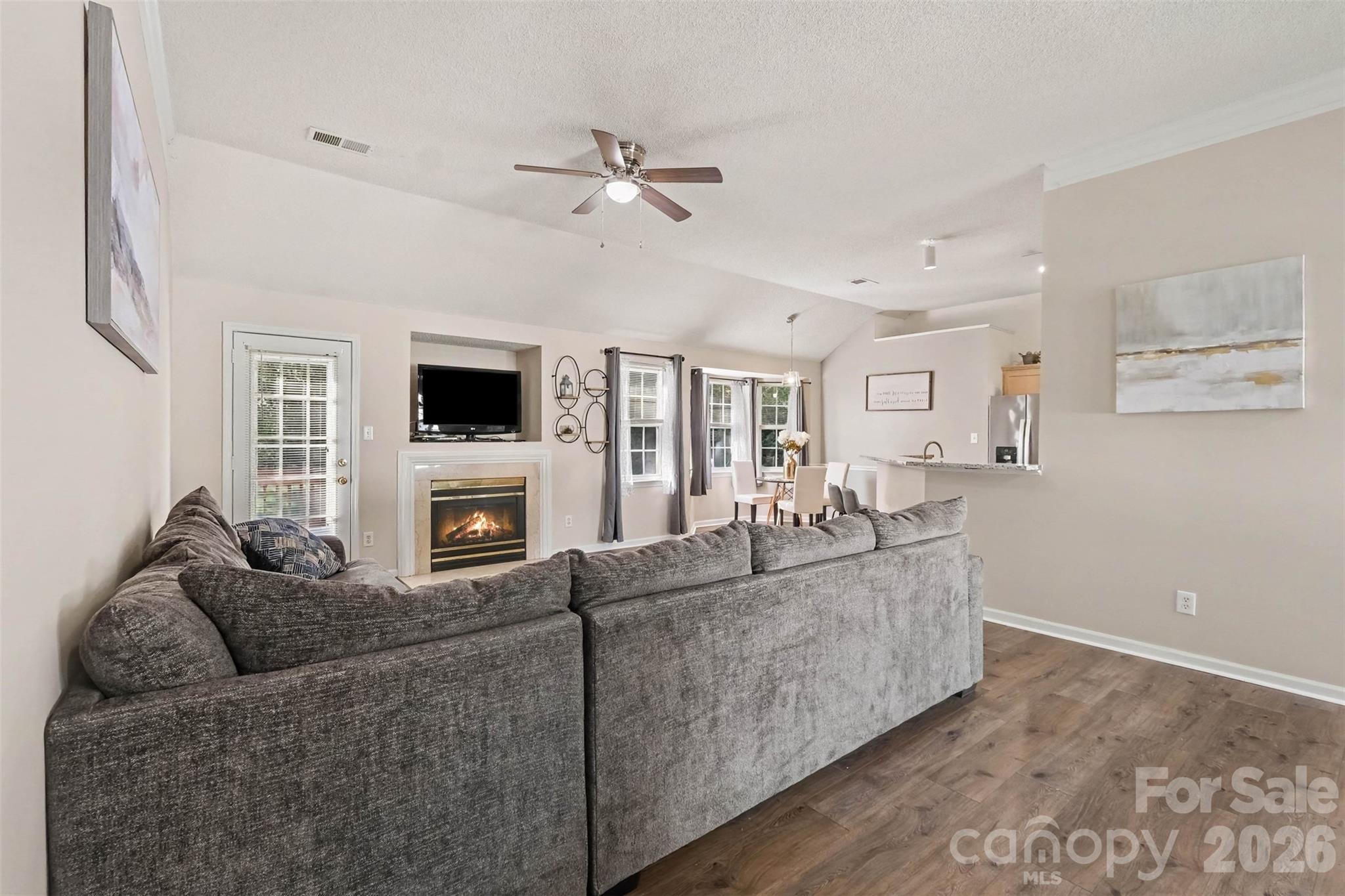 Cozy living area with fireplace - 11609 Long Forest Drive, Charlotte