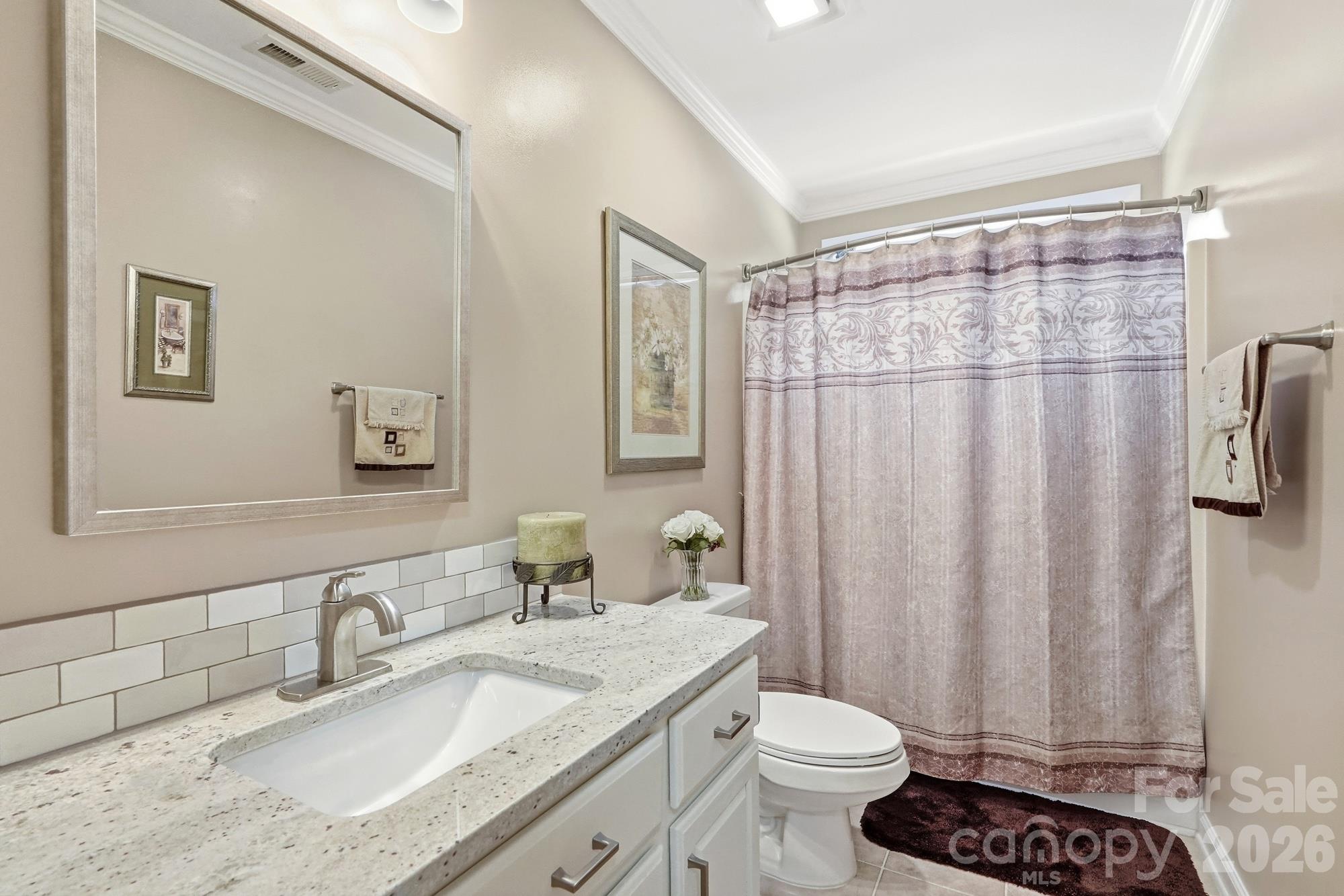 Secondary full bath on the upper level has been fully updated! - 120 Harris Farm Road, Mooresville