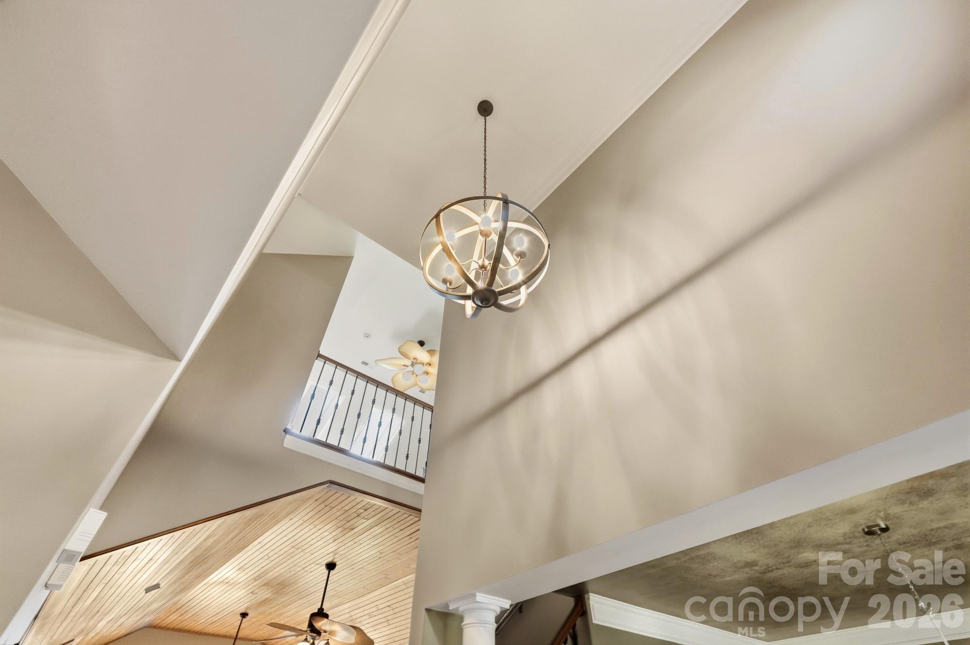 Standing in the foyer looking up to the bonus room overlooking below. - 120 Harris Farm Road, Mooresville