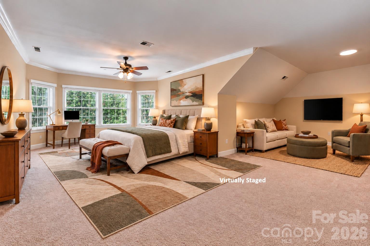 Virtually staged 3rd floor to show how you can use this space as a self-contained bedroom suite for a live-in au pair, caregiver, or for longer term guests. - 2309 Highland Forest Drive, Waxhaw
