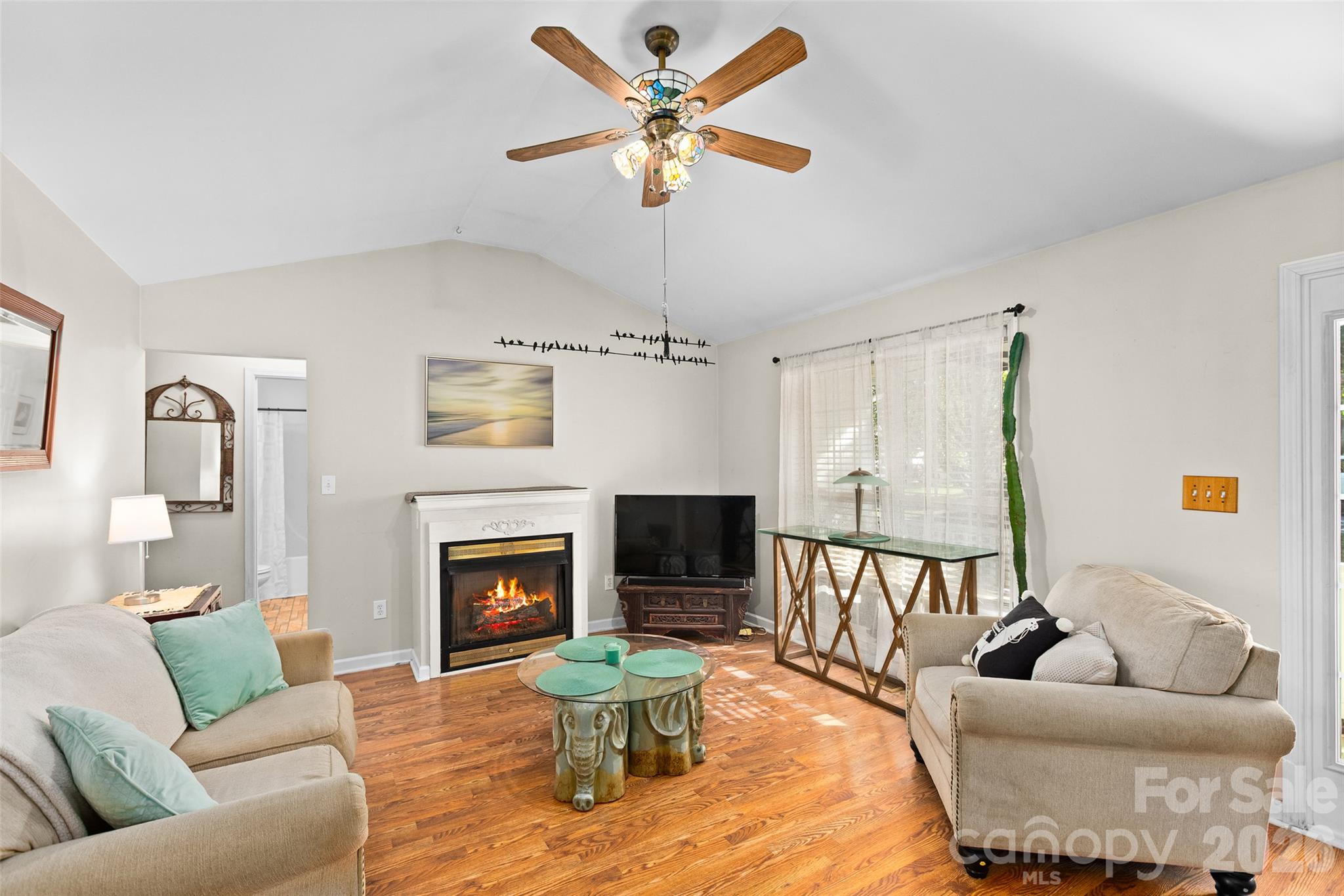 Den - Digitally enhanced, fire added to fireplace. - 4618 Hendrix Court, Concord