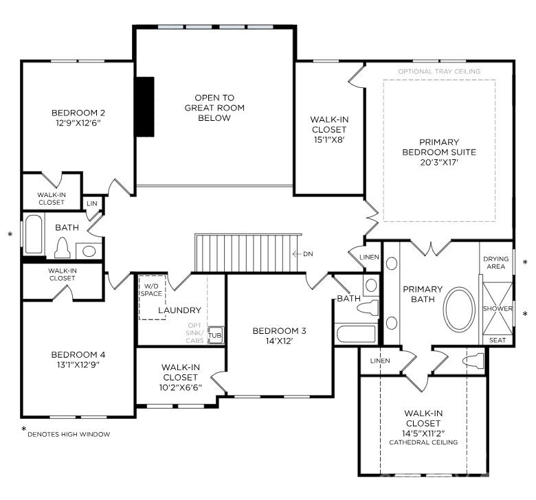 Upper level home layout - 1006 Sophie Lane, Waxhaw