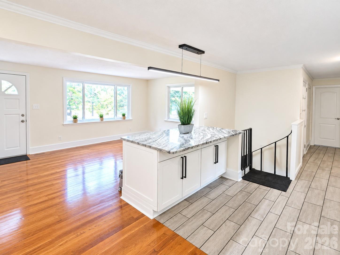 View of Livingroom and Kitchen island from Dining room - 1627 W Lakewood Drive, Rock Hill